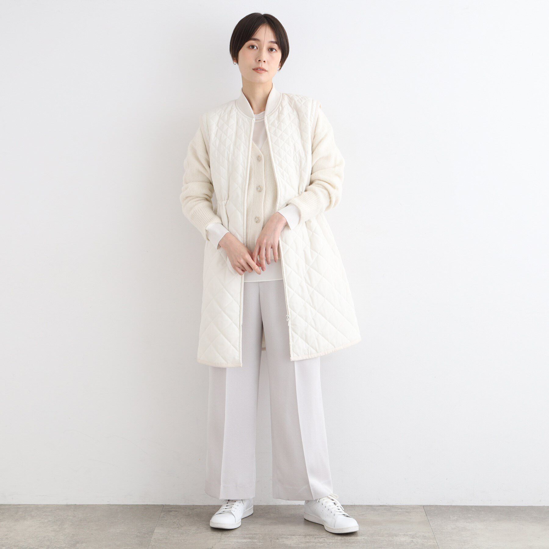 INDIVI「【2WAY/袖取り外し可能】グラデーションキルトロングコート」|ダウン|