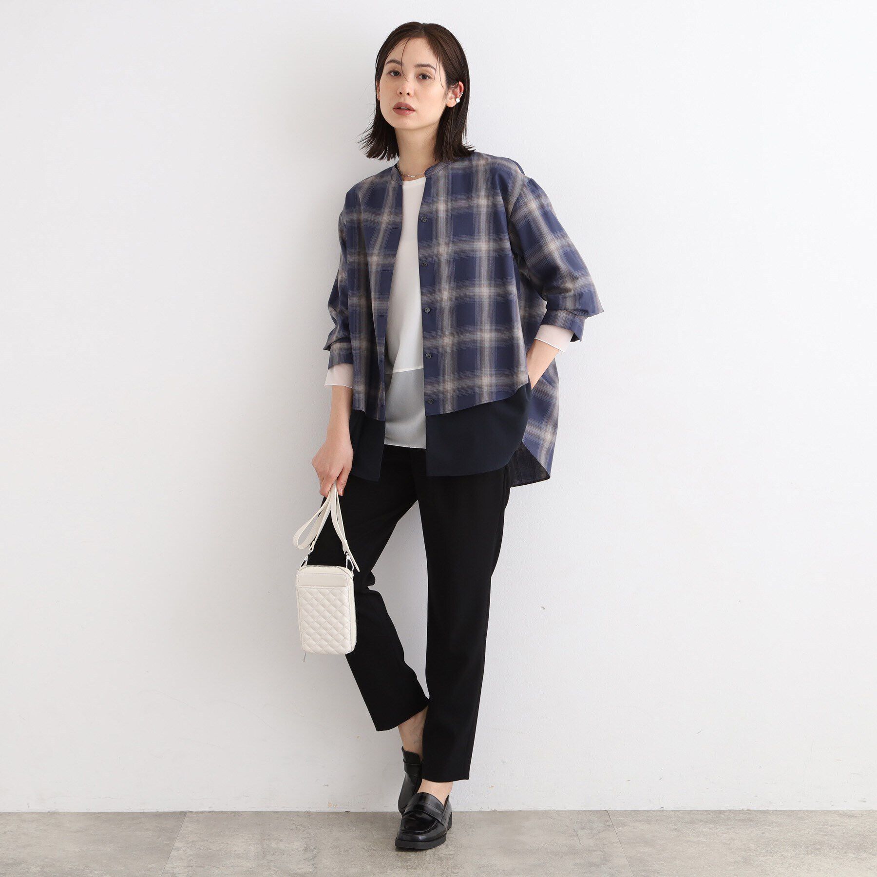 INDIVI「【洗える/チェック柄/UVケア/吸水速乾】レイヤードデザインブラウス」|シャツ・ブラウス|