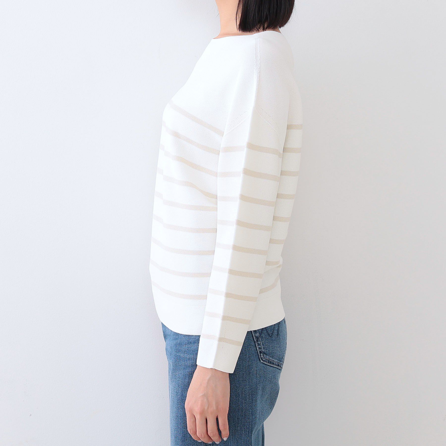 INDIVI「【洗える／無縫製／6色展開】袖フォルム ボートネックニット」|ニット・セーター|