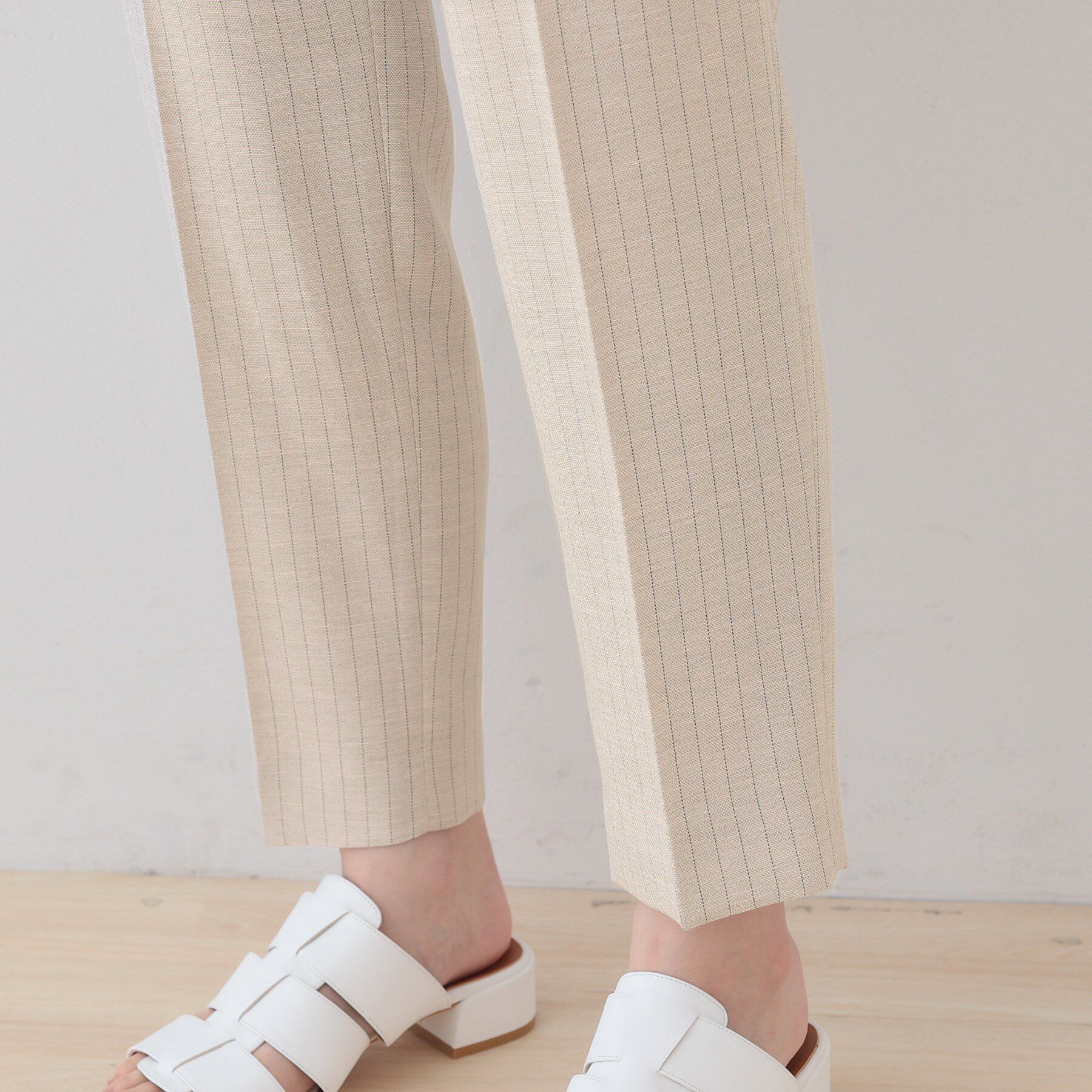 INDIVI「【こなれSETUP／ストライプ柄】リネンライクテーパードパンツ」|その他|
