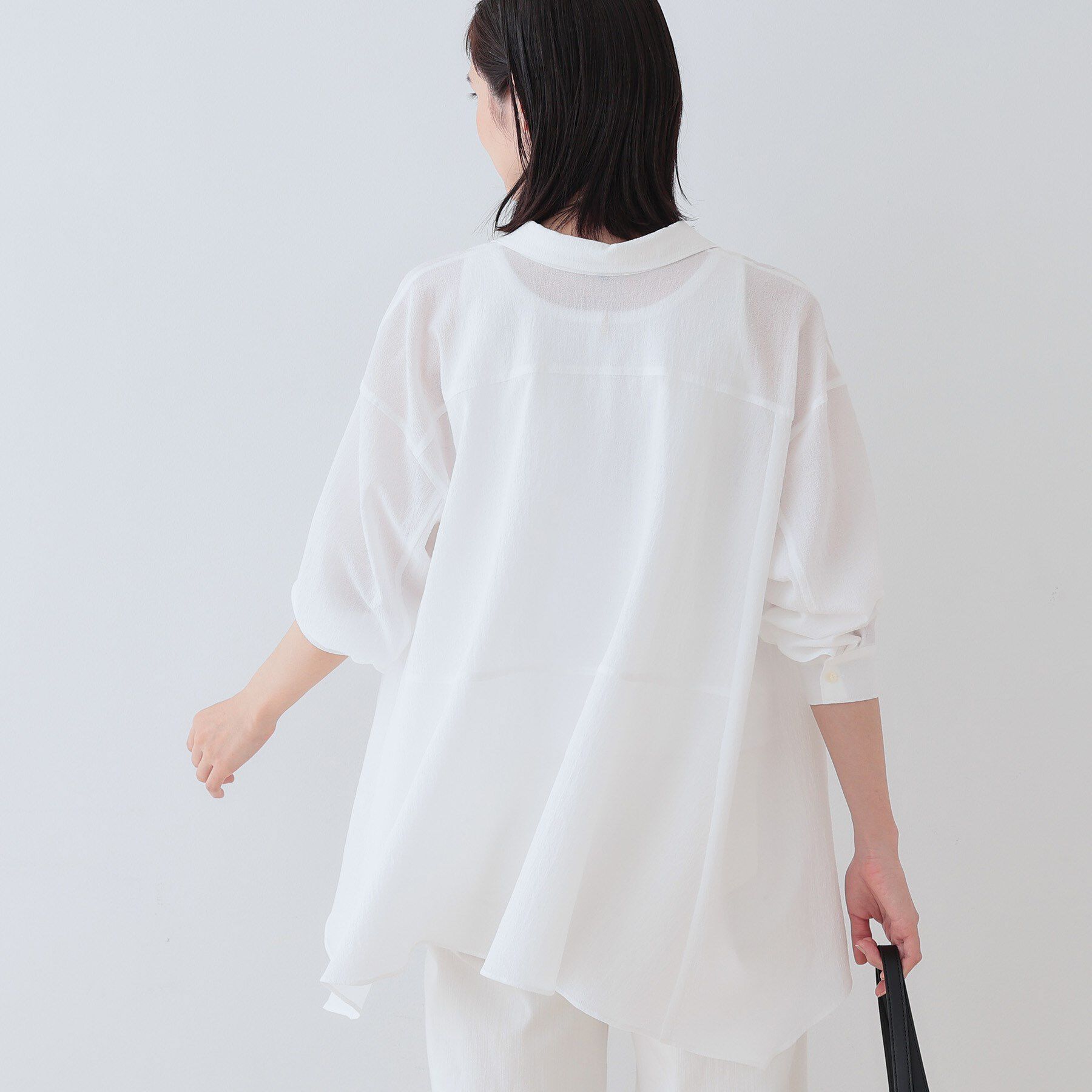 INDIVI「【洗える／凹凸素材】ハンカチーフヘム エアリーブラウス」|シャツ・ブラウス|