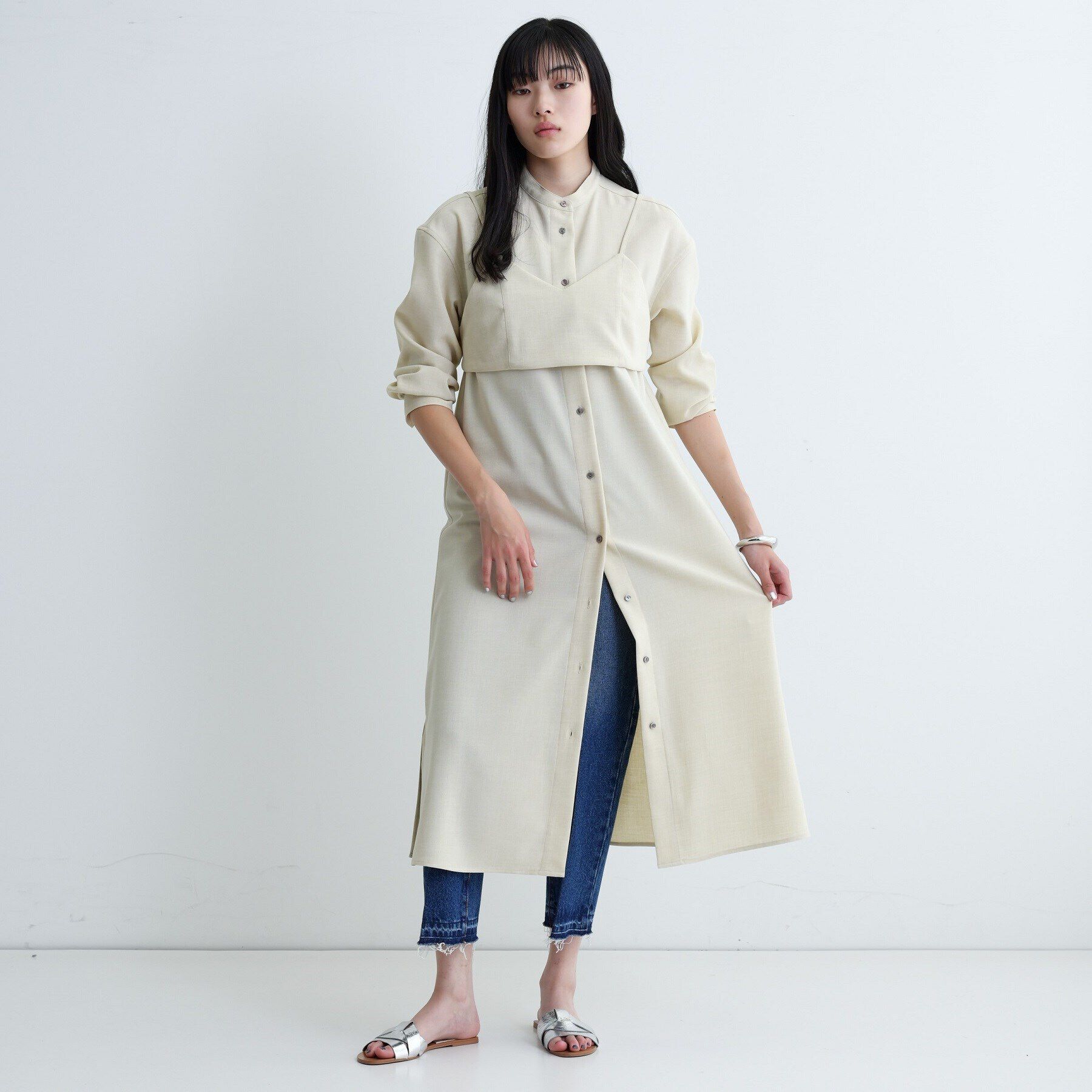 GALLEST「【セレモニー/オケージョン/通勤】ビスチェセットシャツドレス【2WAY】」|ワンピース|