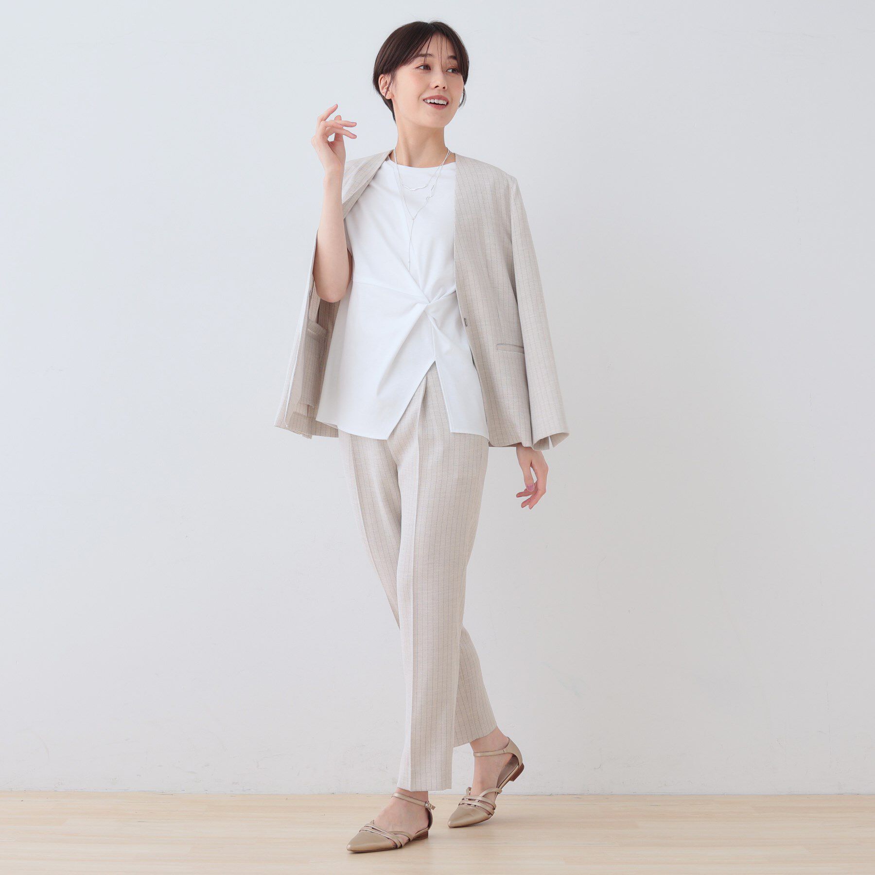 INDIVI「【洗える】ねじりデザインTシャツ」|Tシャツ・カットソー|