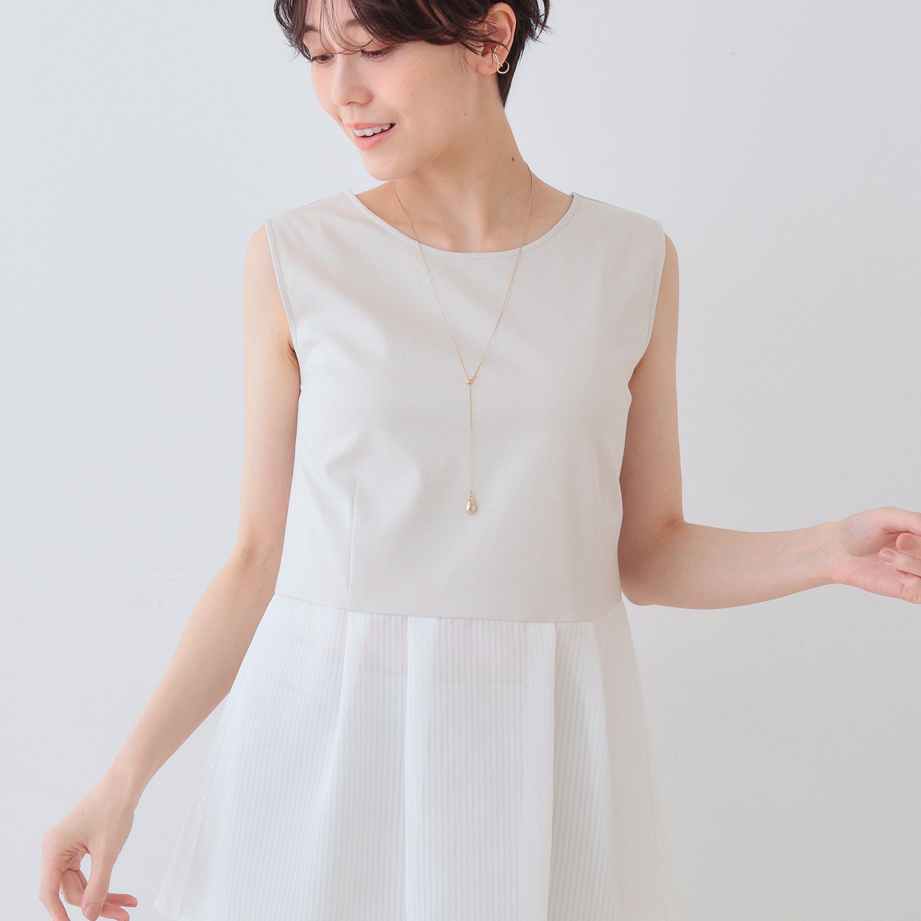 INDIVI「【洗える／レイヤードにも活躍】ペプラムインナートップス」|Tシャツ・カットソー|ベージュ(052)