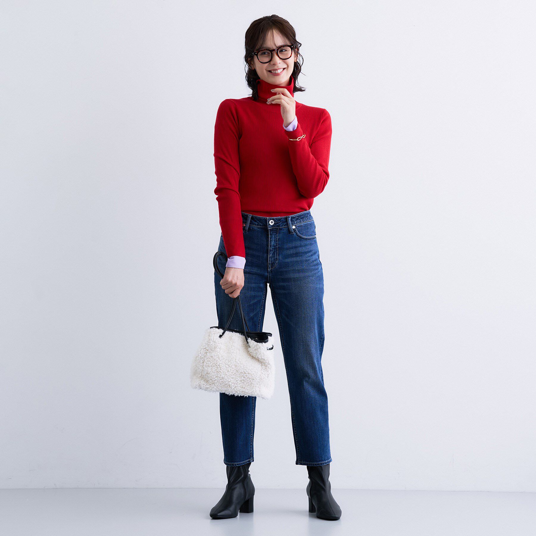 INDIVI「【洗える／毛玉になりにくい】エクストラファインウール リブタートルニット」|ニット・セーター|