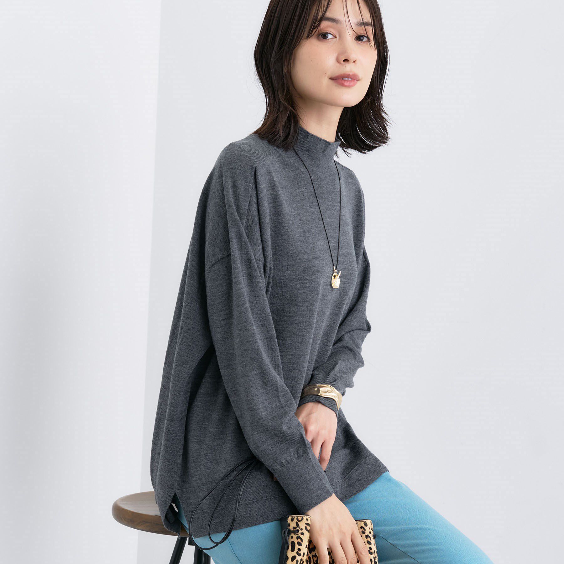 INDIVI「【洗える／毛玉になりにくい】エクストラファインウール ハイネックニット」|ニット・セーター|