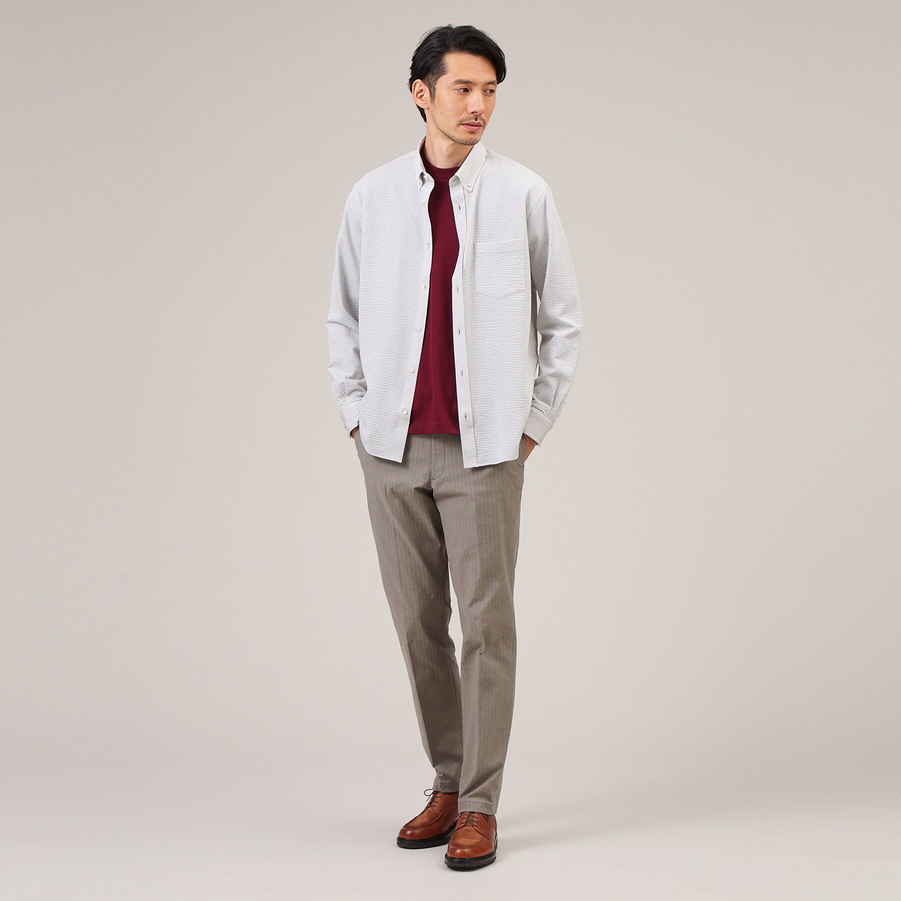 TAKEO KIKUCHI「【抗菌防臭/シーズンレス】シアサッカー ジャージシャツ」|シャツ・ブラウス|