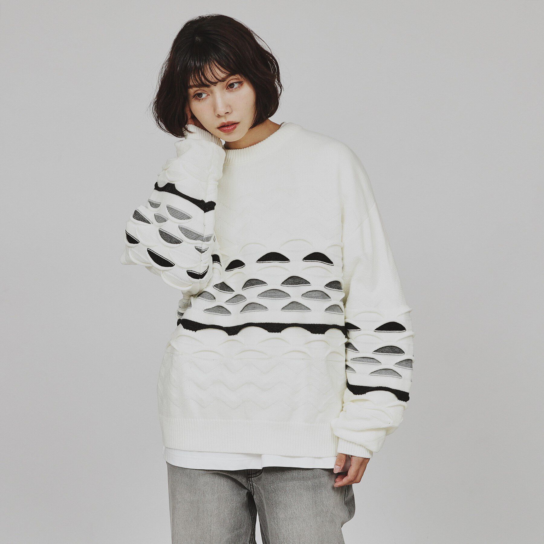 tk.TAKEO KIKUCHI「クージー柄ニットプルオーバー」|ニット・セーター|