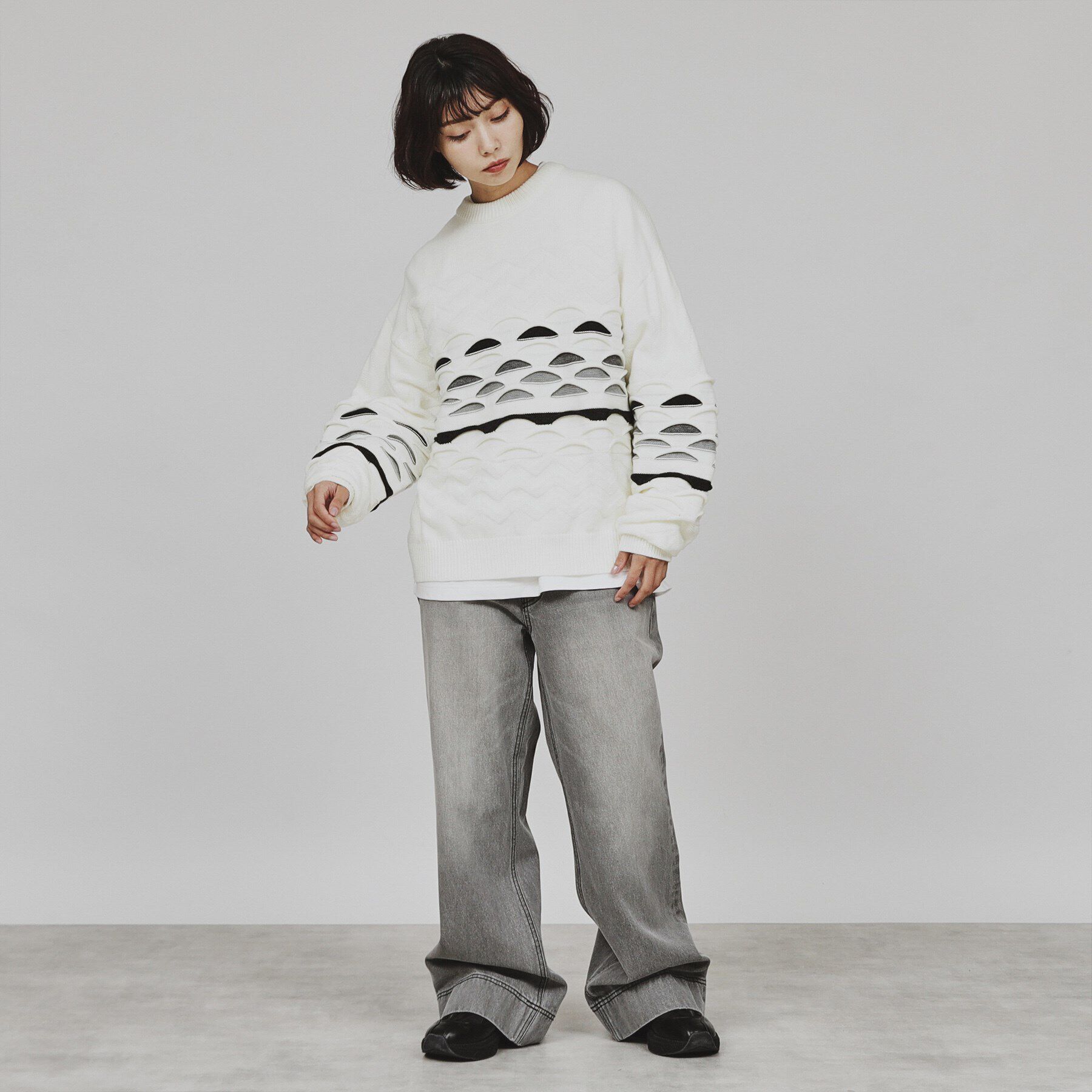 tk.TAKEO KIKUCHI「クージー柄ニットプルオーバー」|ニット・セーター|