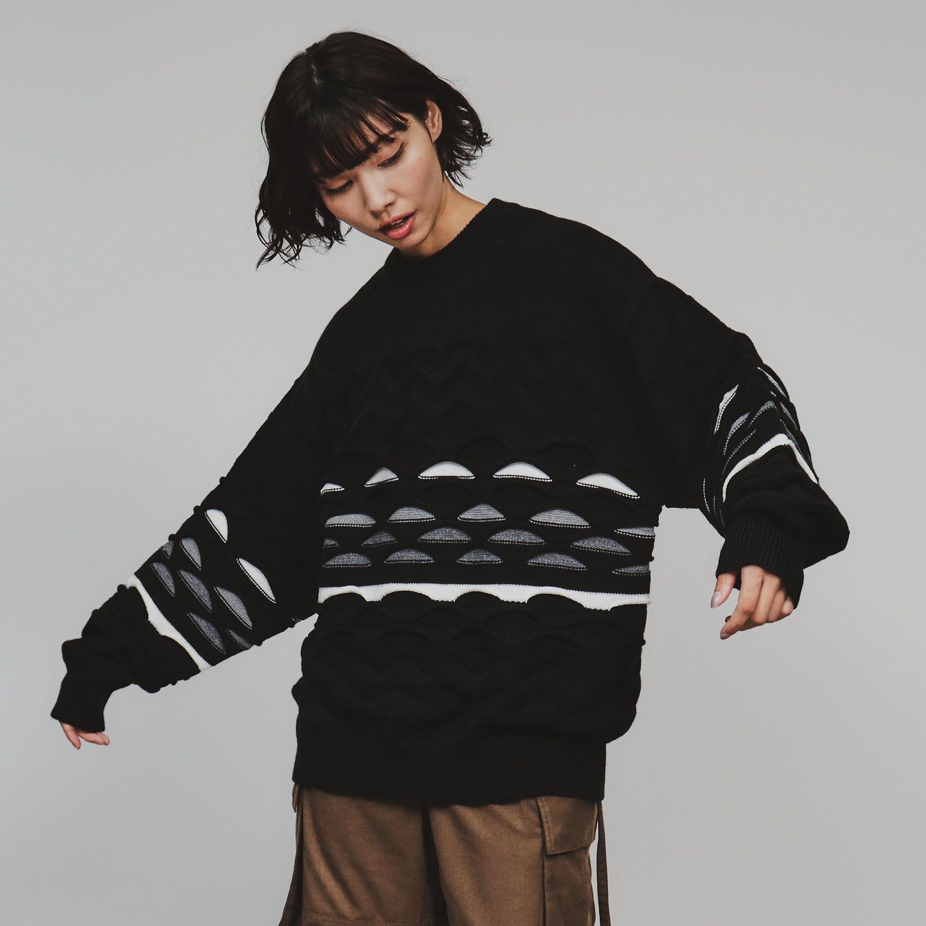 tk.TAKEO KIKUCHI「クージー柄ニットプルオーバー」|ニット・セーター|