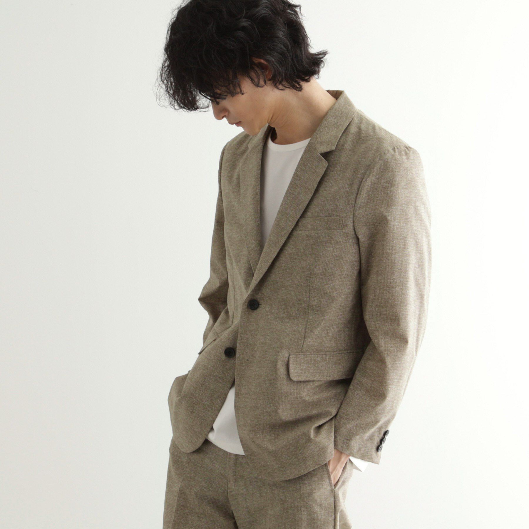 tk.TAKEO KIKUCHI「【洗える／通気性】COOL DOTS(R)テーラードジャケット（セットアップ対応）」|テーラードジャケット|ベージュ(752)