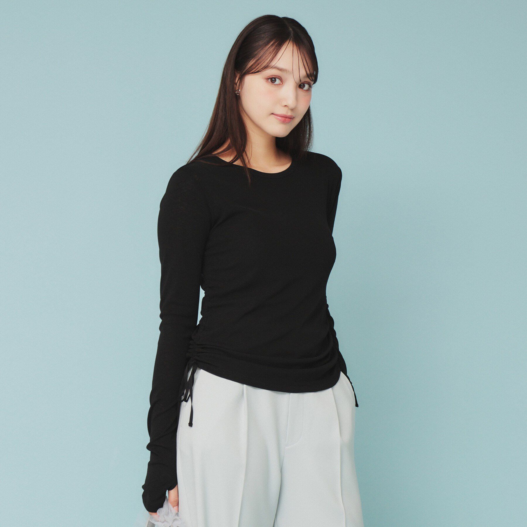 index「《CLASSY掲載》サイドドロストシアートップス【洗濯機洗い可】」|Tシャツ・カットソー|ブラック(019)