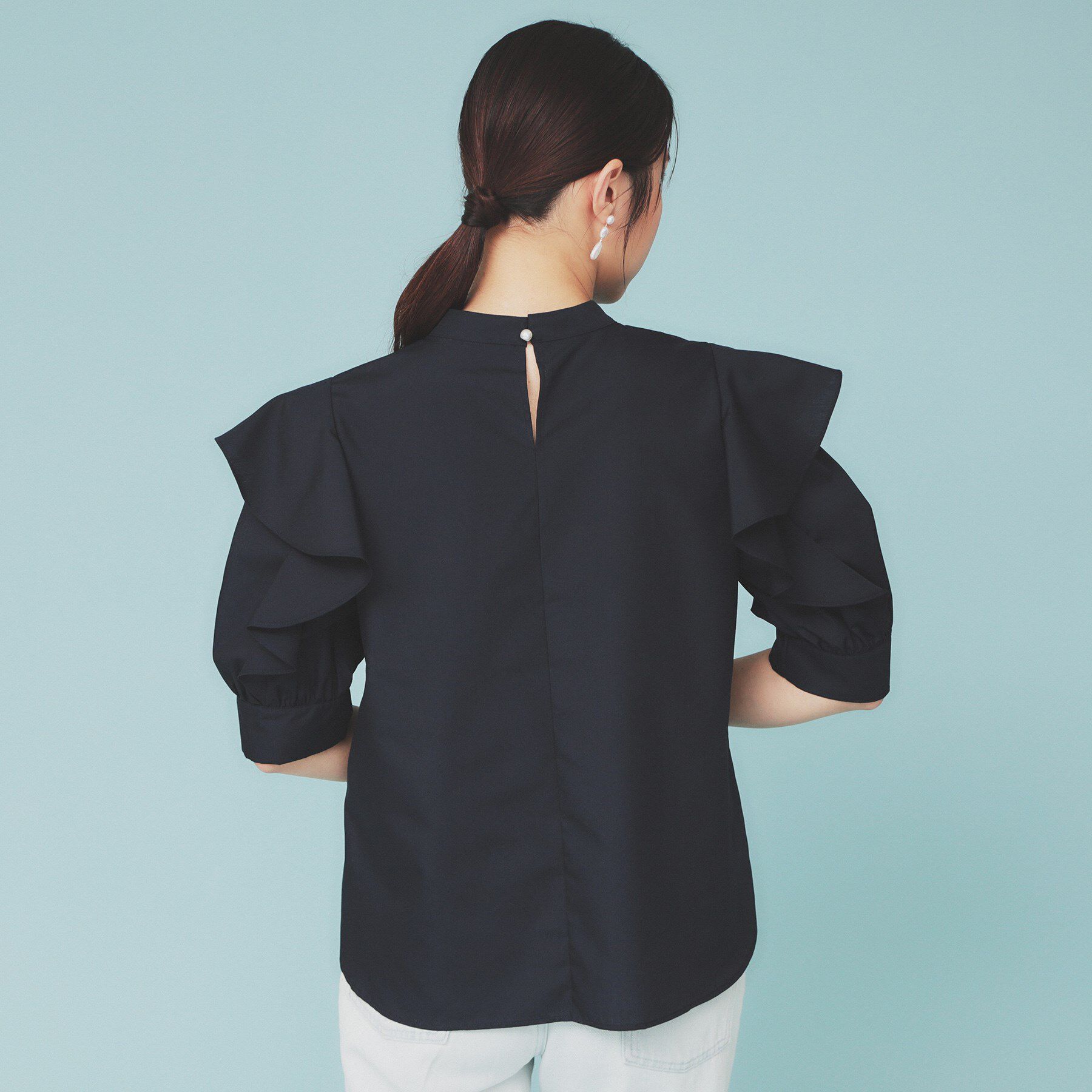 index「ハイネックフリルブラウス【洗濯機洗い可/イージーアイロン】」|シャツ・ブラウス|