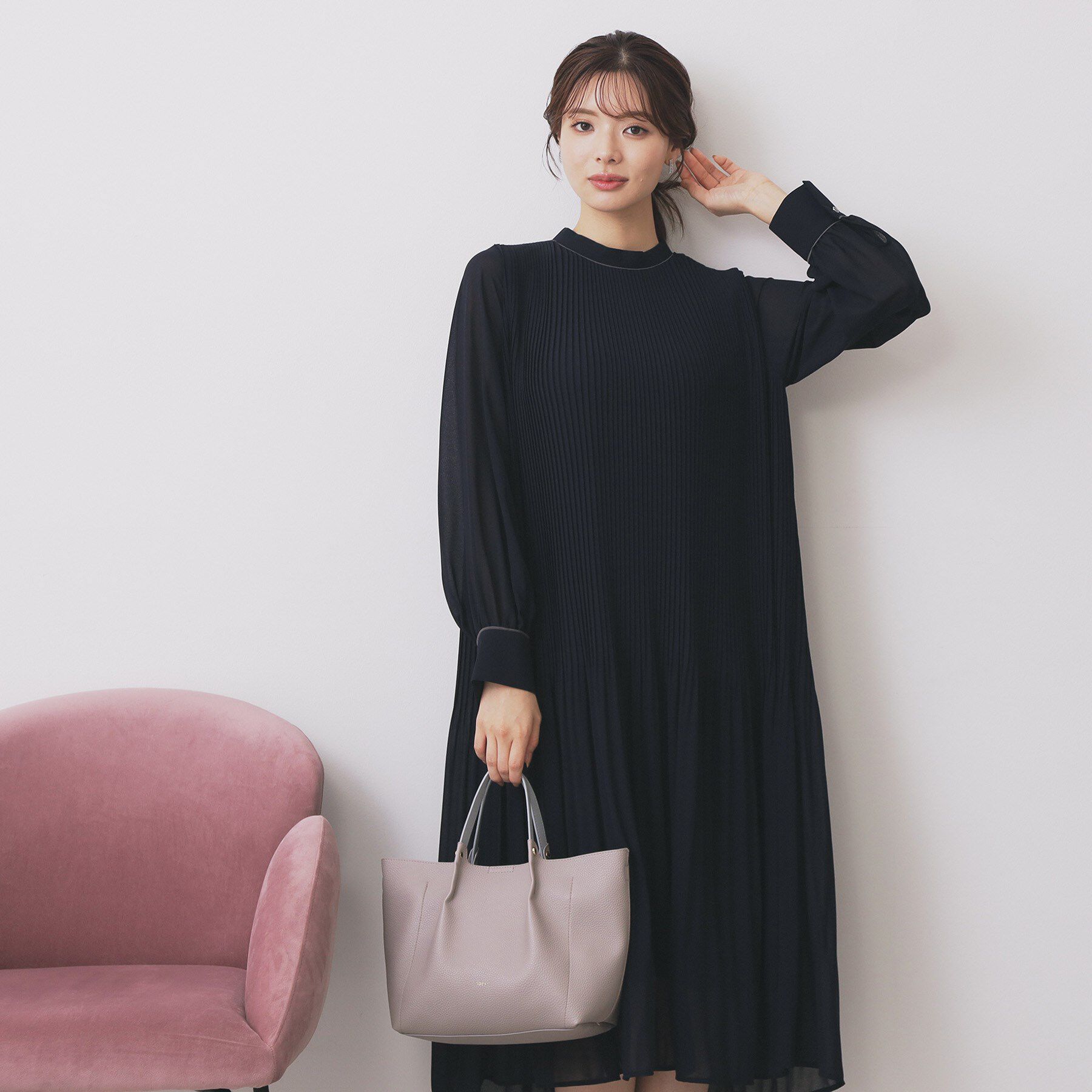 index「《5色展開/S-3Lサイズ》プリーツフレアワンピース【洗濯機OK/防シワ】」|ワンピース|