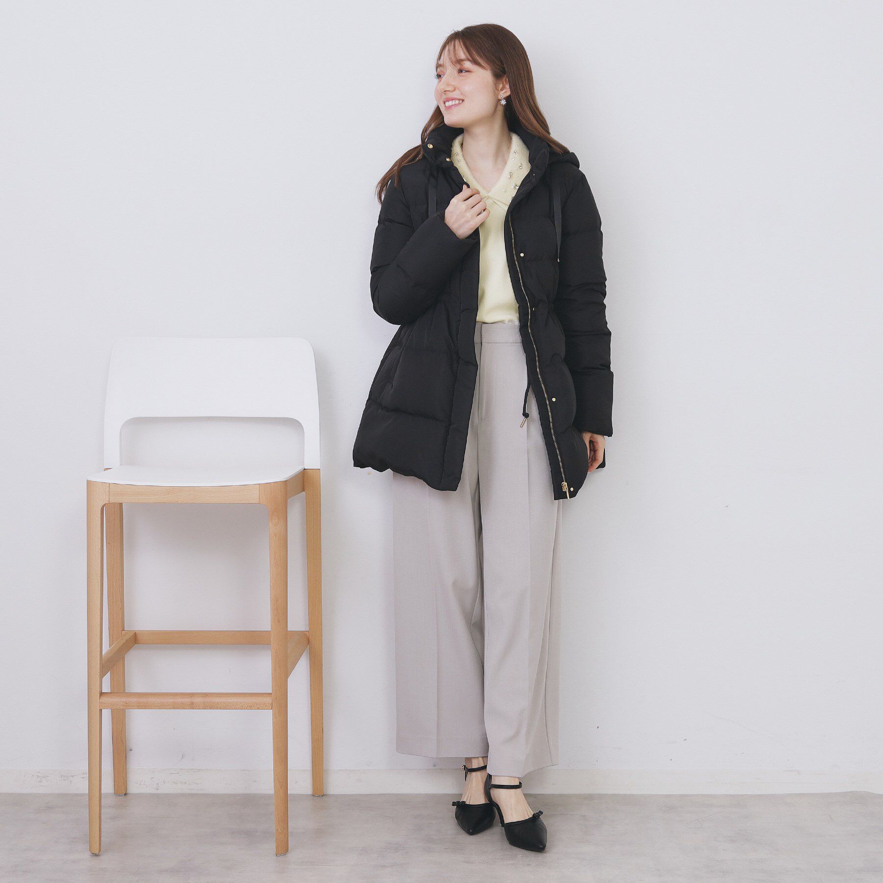 index「ダブルビジューフェザー衿付きニット【洗濯機OK】」|ニット・セーター|