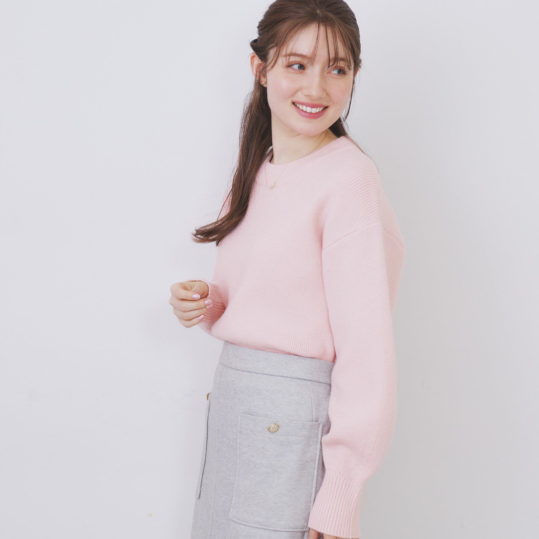 index「モックネックボクシーラメニット【洗濯機OK】《7col》」|ニット・セーター|