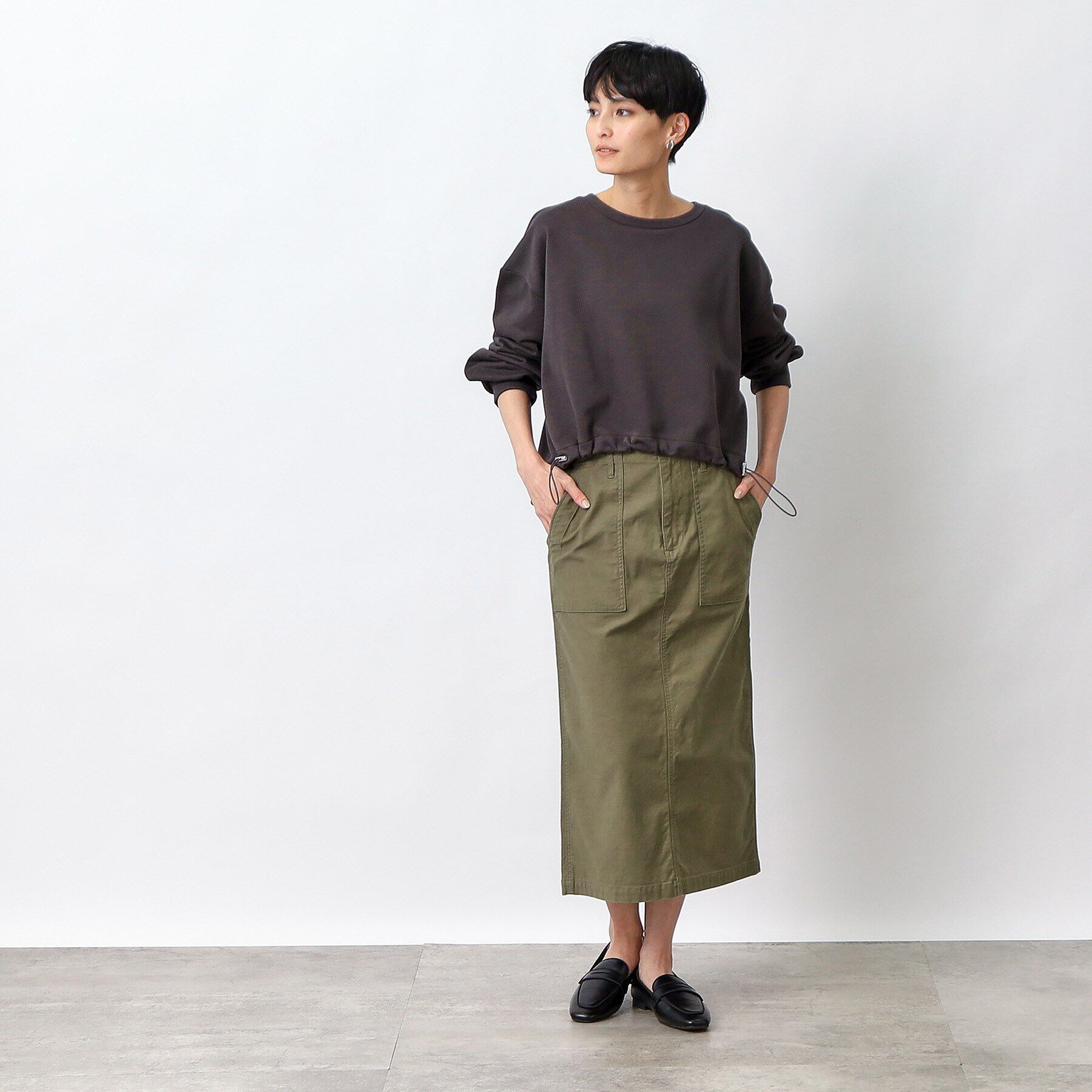 OPAQUE.CLIP「ストレッチベイカースカート/オーガニックコットン混【洗濯機洗い可／ストレッチ】」|スカート|