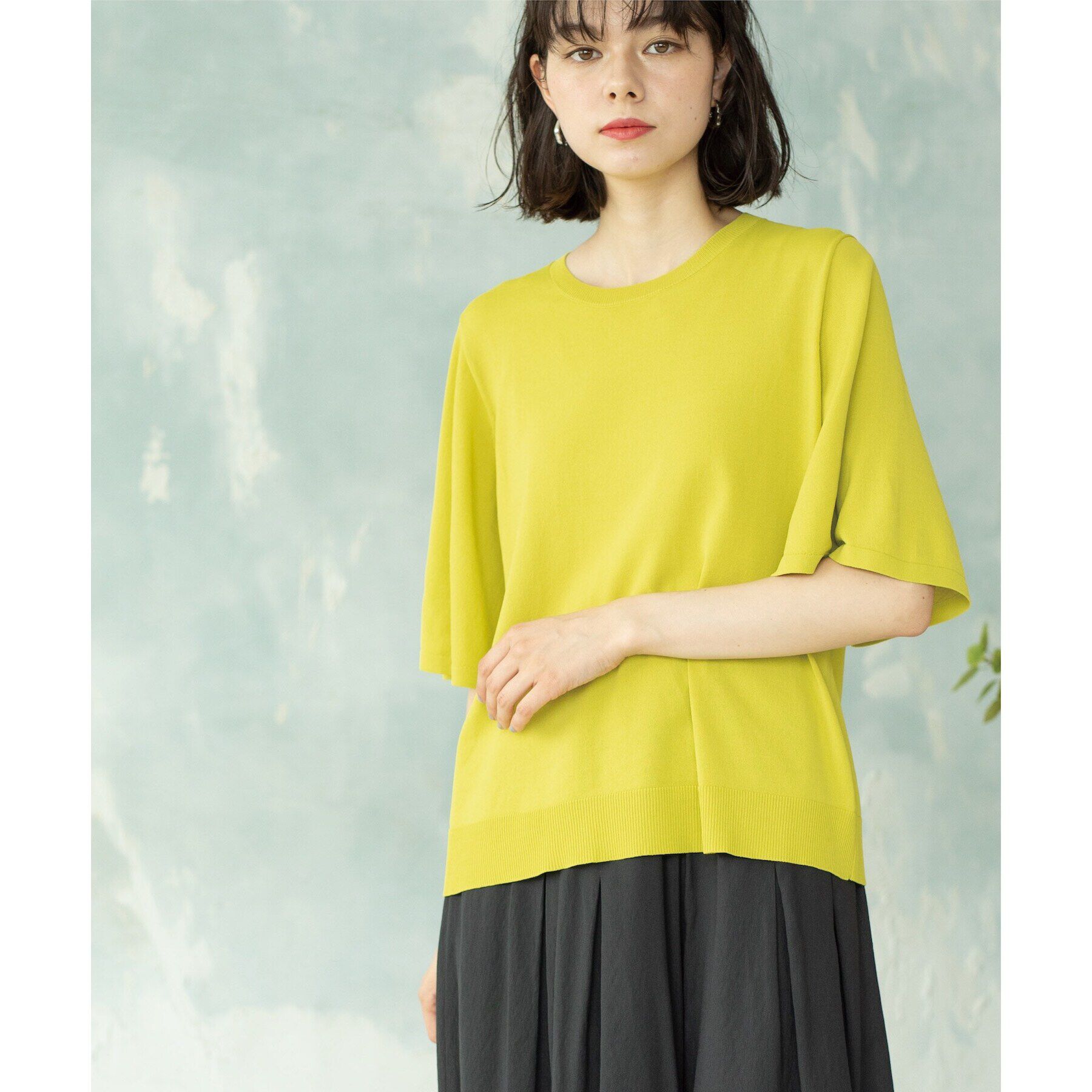 OPAQUE.CLIP「《6color》クールタッチフレアスリーブニット【洗濯機洗い可/UVケア/接触冷感/抗ピル】」|ニット・セーター|