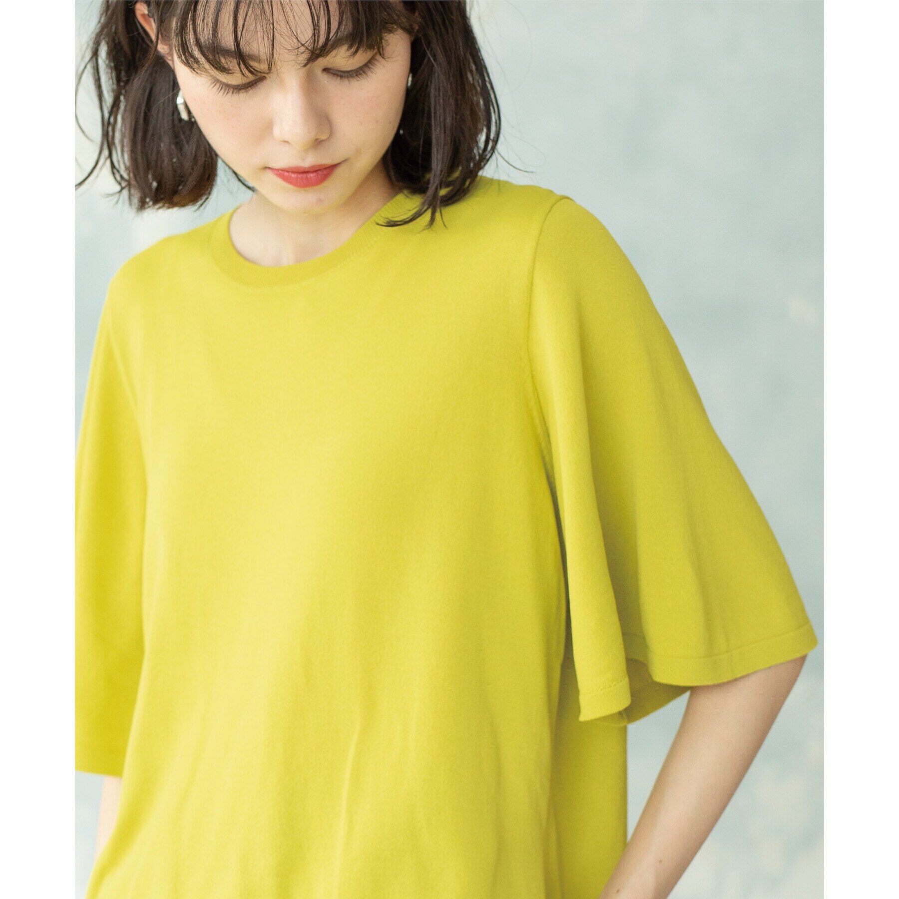 OPAQUE.CLIP「《6color》クールタッチフレアスリーブニット【洗濯機洗い可/UVケア/接触冷感/抗ピル】」|ニット・セーター|