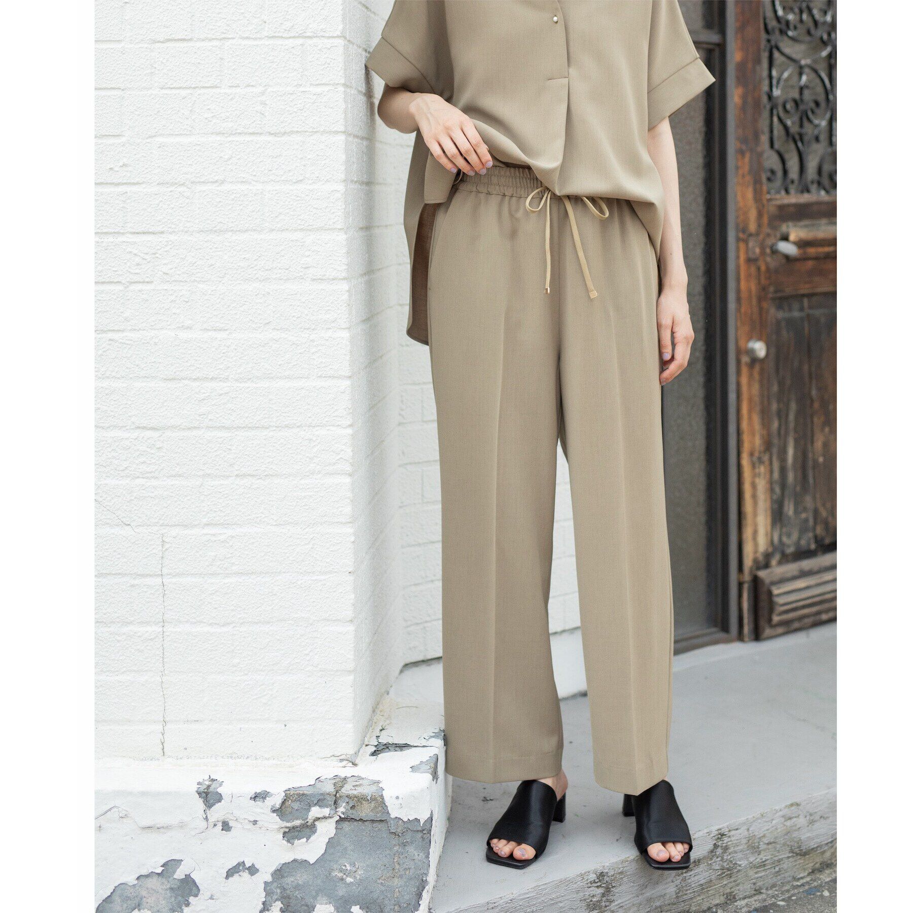 OPAQUE.CLIP「≪SS-LLsize≫ ストレッチ美脚イージーワイドパンツ/セットアップ対応【防シワ/抗ピル/洗濯機」|その他|キャメルブラウン(0