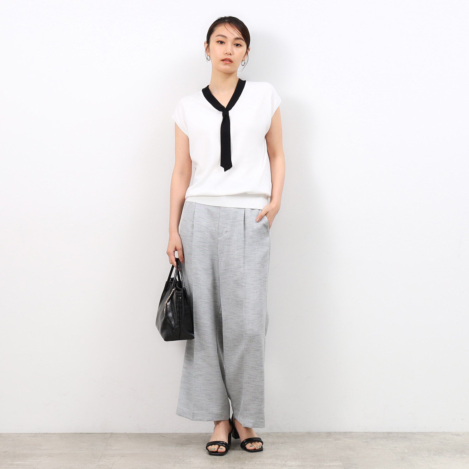 OPAQUE.CLIP「《美人百花掲載》クールタッチボウタイニット【接触冷感/UVケア/洗濯機洗い可】」|ニット・セーター|