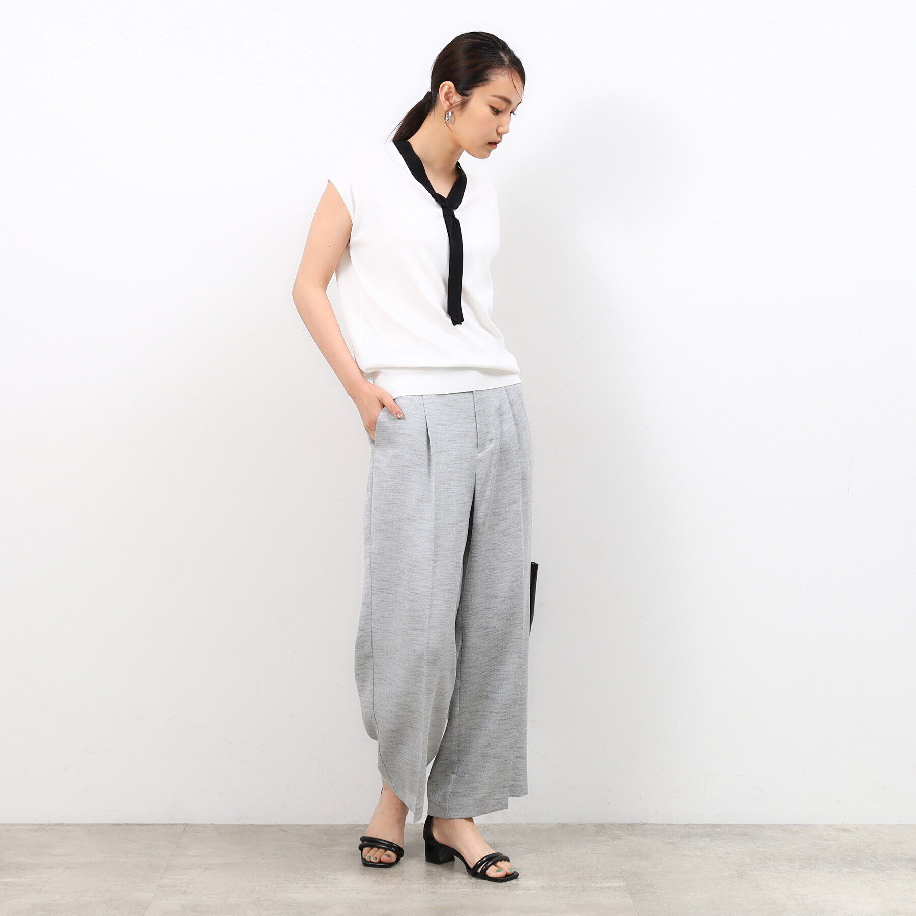 OPAQUE.CLIP「《美人百花掲載》クールタッチボウタイニット【接触冷感/UVケア/洗濯機洗い可】」|ニット・セーター|