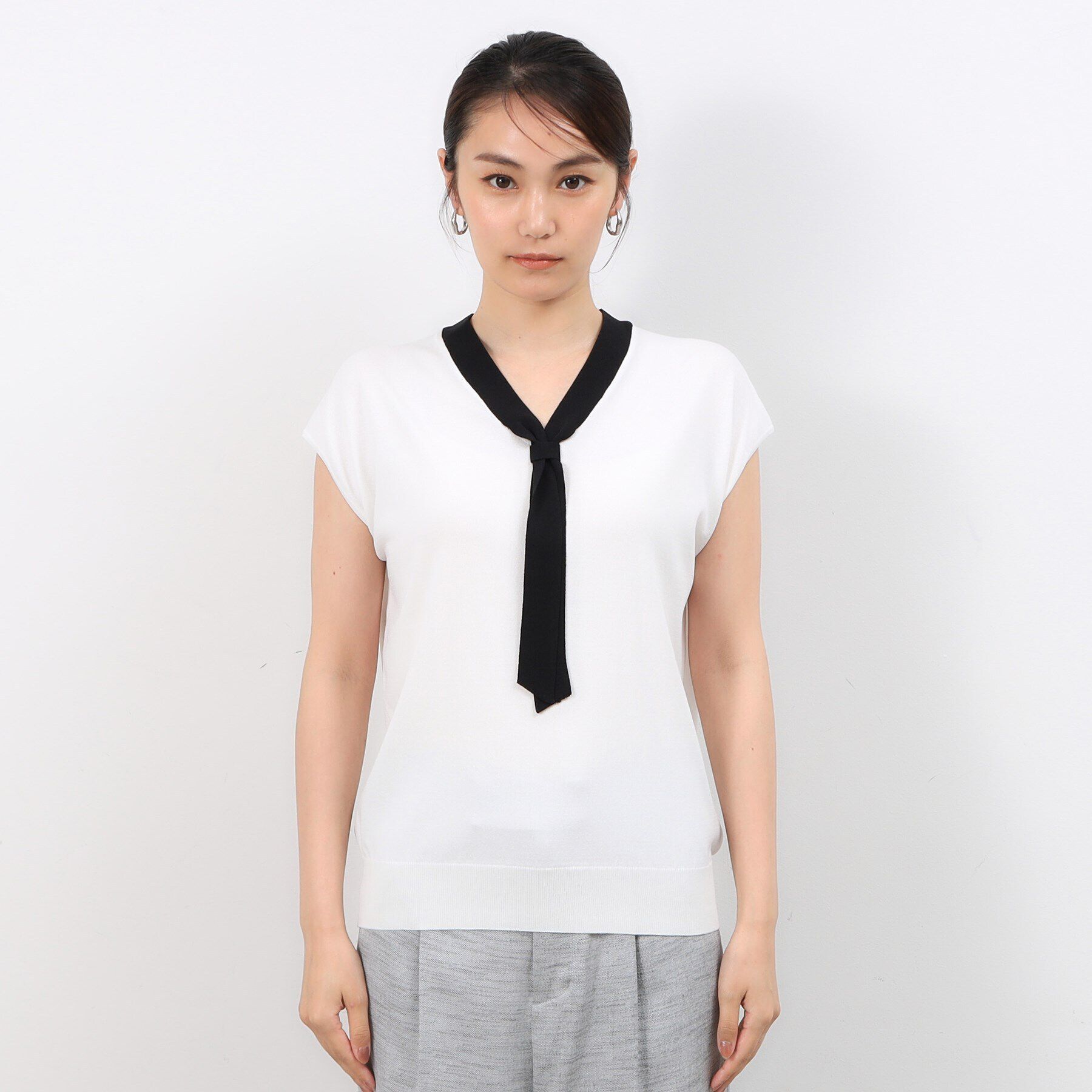 OPAQUE.CLIP「《美人百花掲載》クールタッチボウタイニット【接触冷感/UVケア/洗濯機洗い可】」|ニット・セーター|