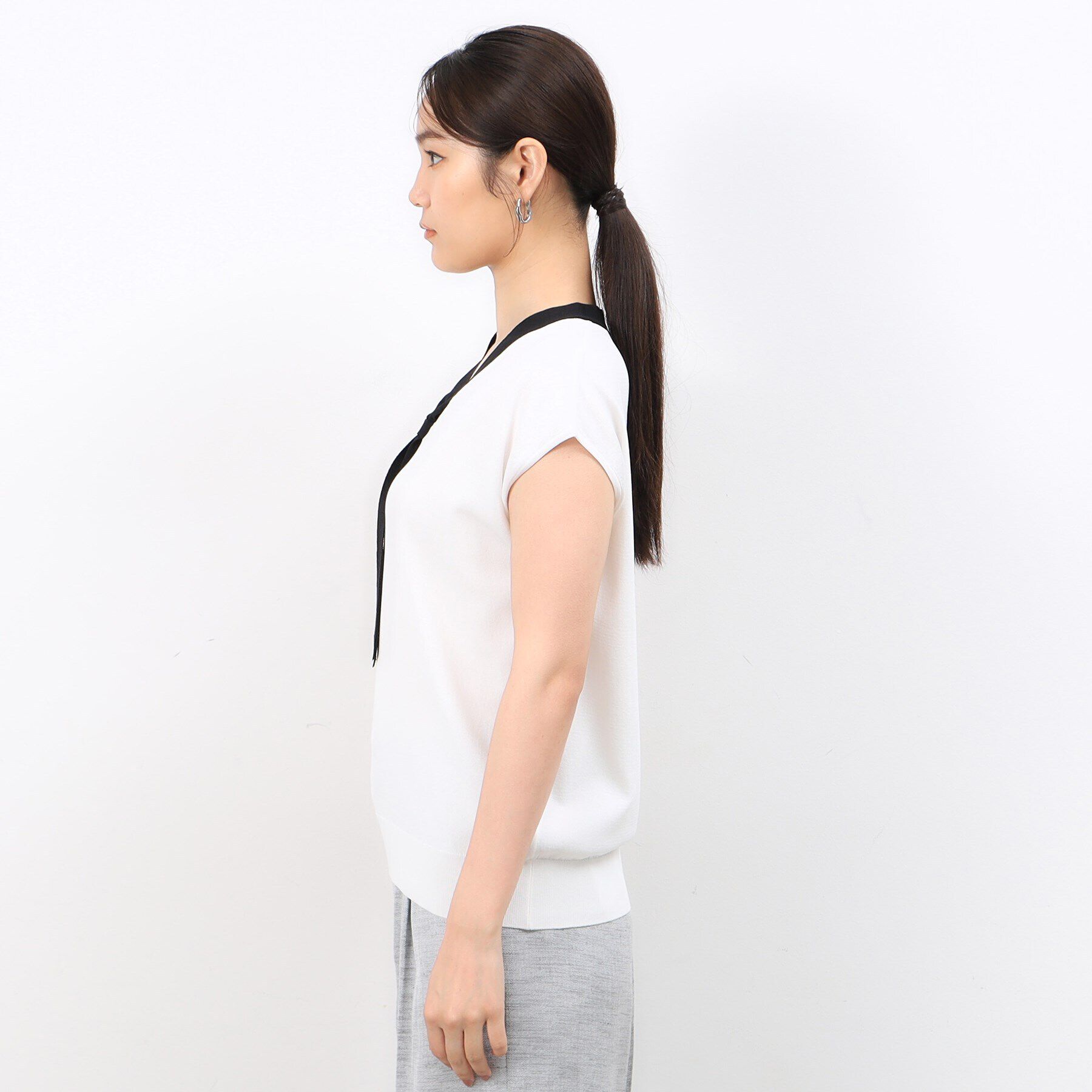 OPAQUE.CLIP「《美人百花掲載》クールタッチボウタイニット【接触冷感/UVケア/洗濯機洗い可】」|ニット・セーター|