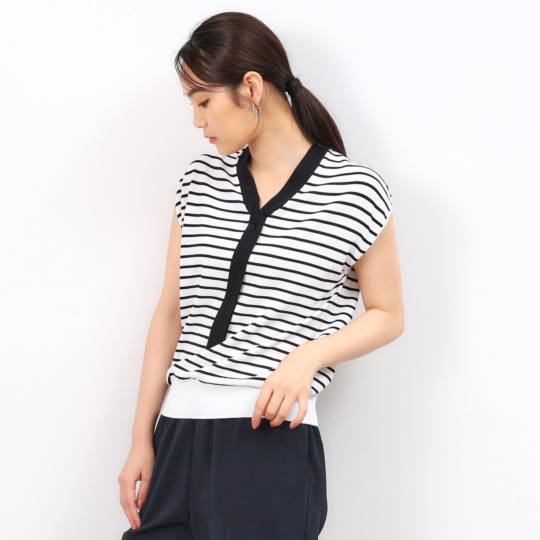 OPAQUE.CLIP「《美人百花掲載》クールタッチボウタイニット【接触冷感/UVケア/洗濯機洗い可】」|ニット・セーター|