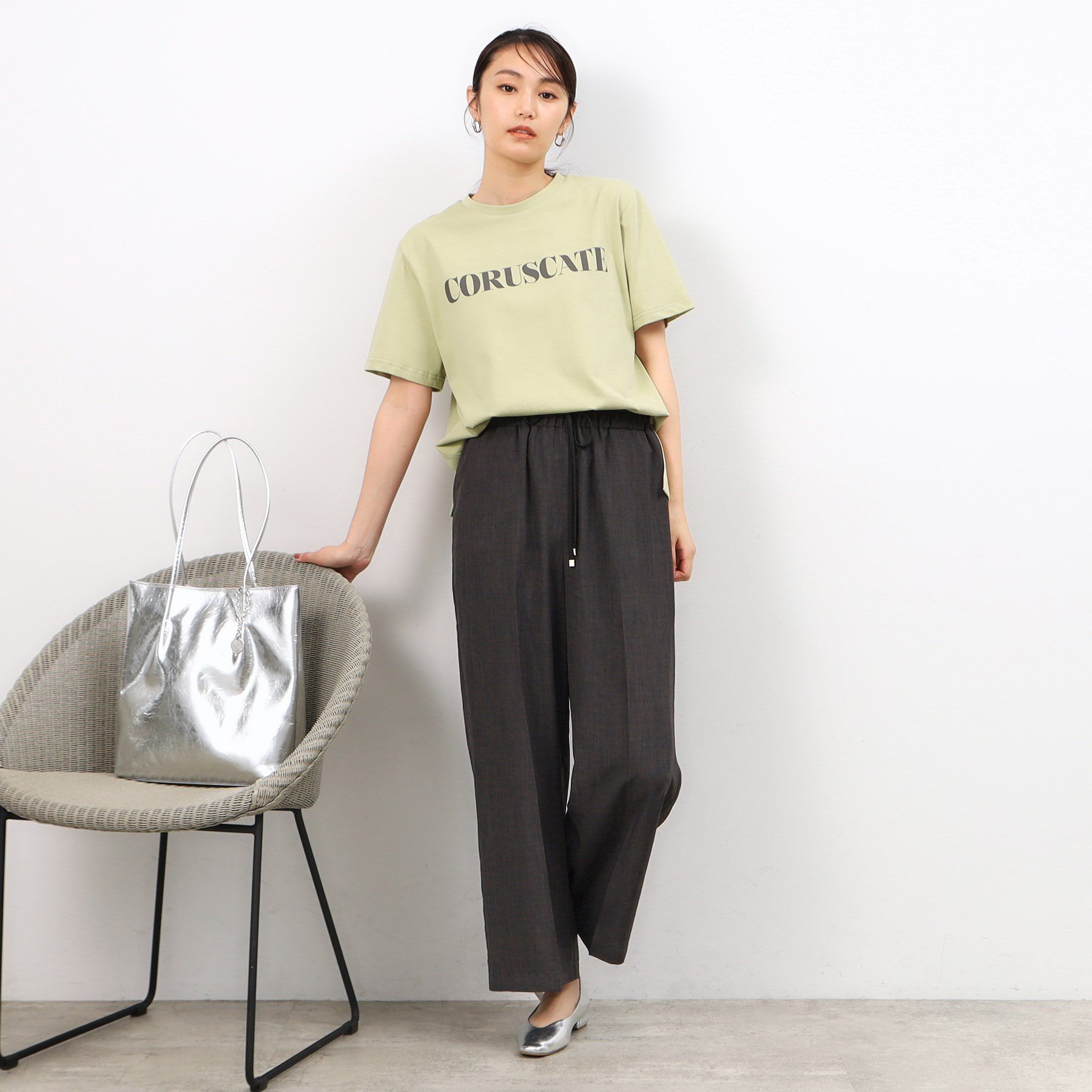 OPAQUE.CLIP「サイドスリットロゴTシャツ【洗濯機洗い可】」|Tシャツ・カットソー|