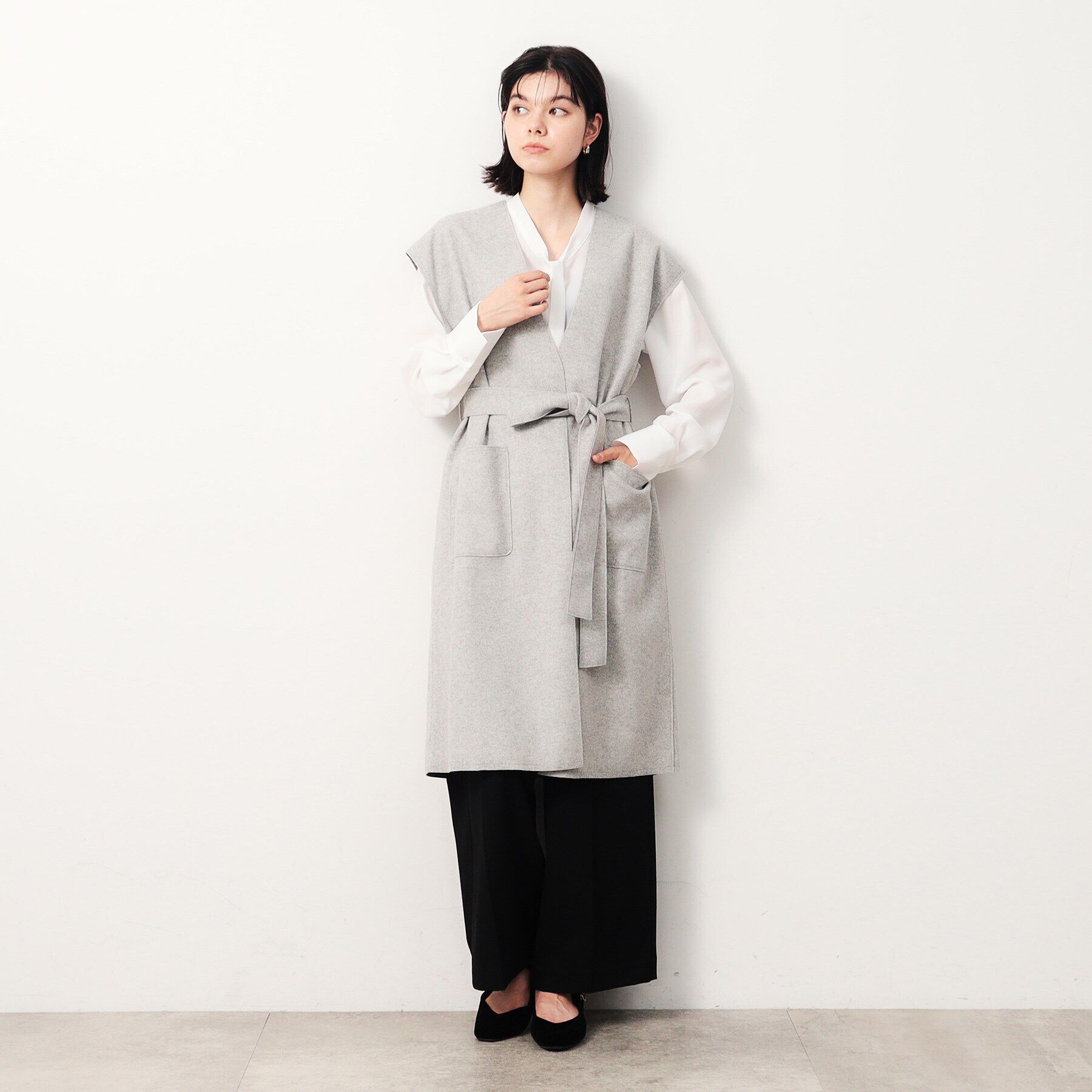 OPAQUE.CLIP「ウールライクロングジレ【洗濯機洗い可】」|ベスト・ジレ|