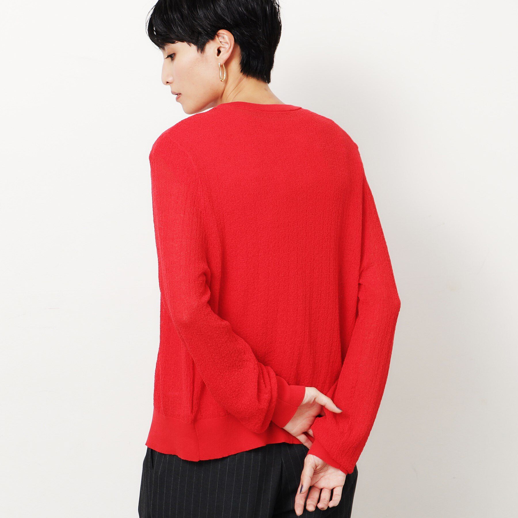 OPAQUE.CLIP「シアー柄編みニットカーディガン【洗える】」|カーディガン|