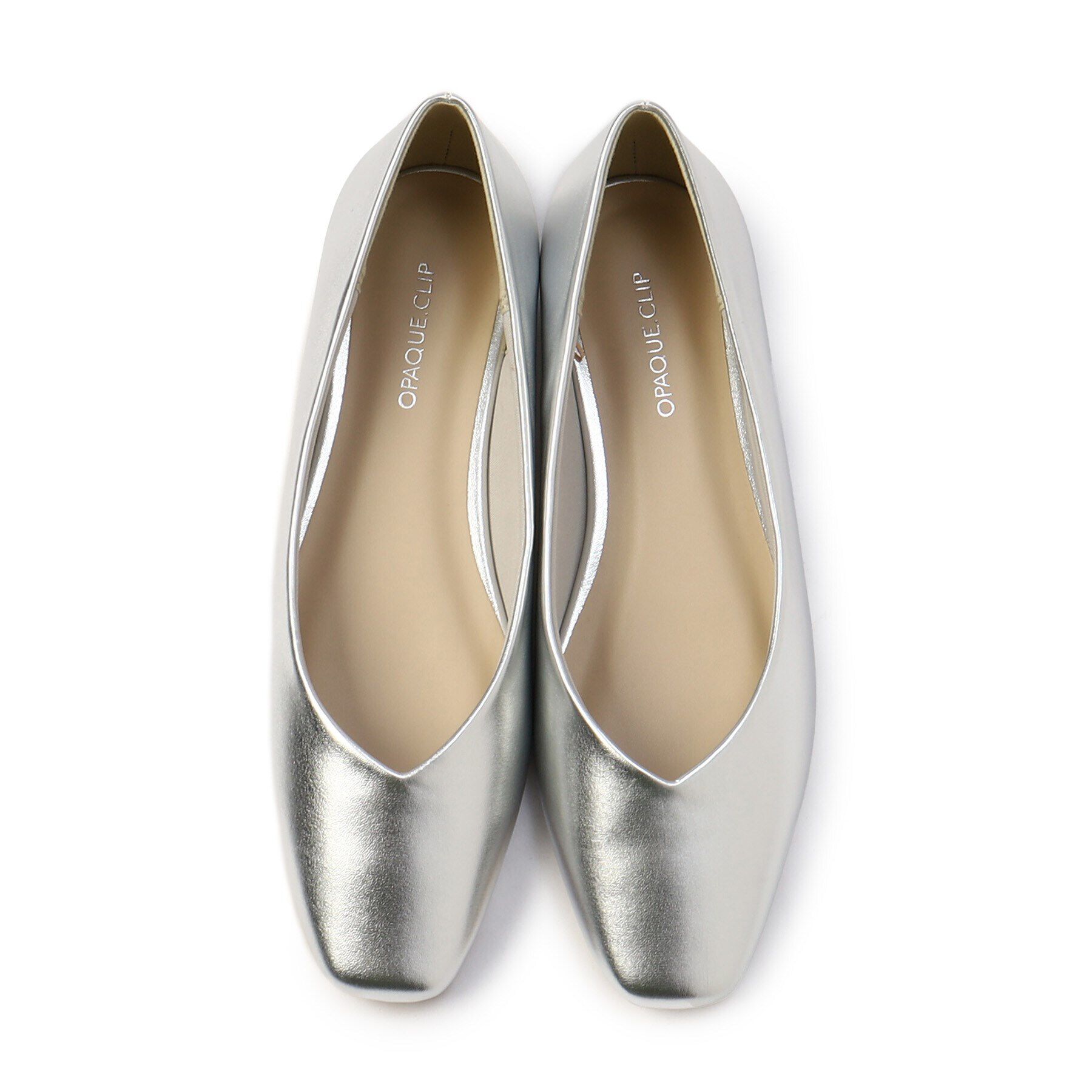 OPAQUE.CLIP「【抗菌防臭加工】スクエアトゥ合皮Vフラットシューズ」|パンプス|