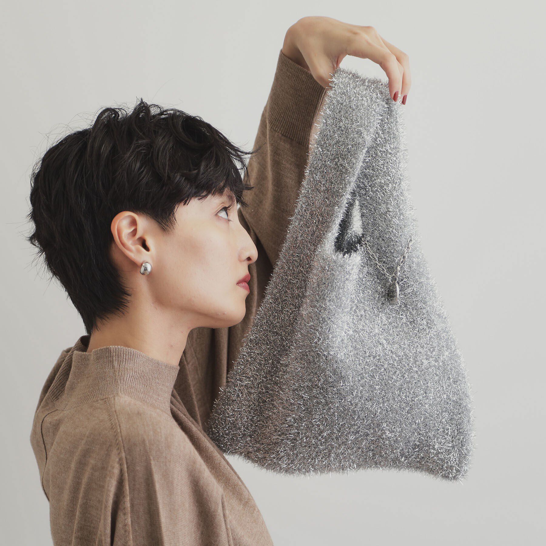 OPAQUE.CLIP「ラメニットバッグ」|ハンドバッグ|