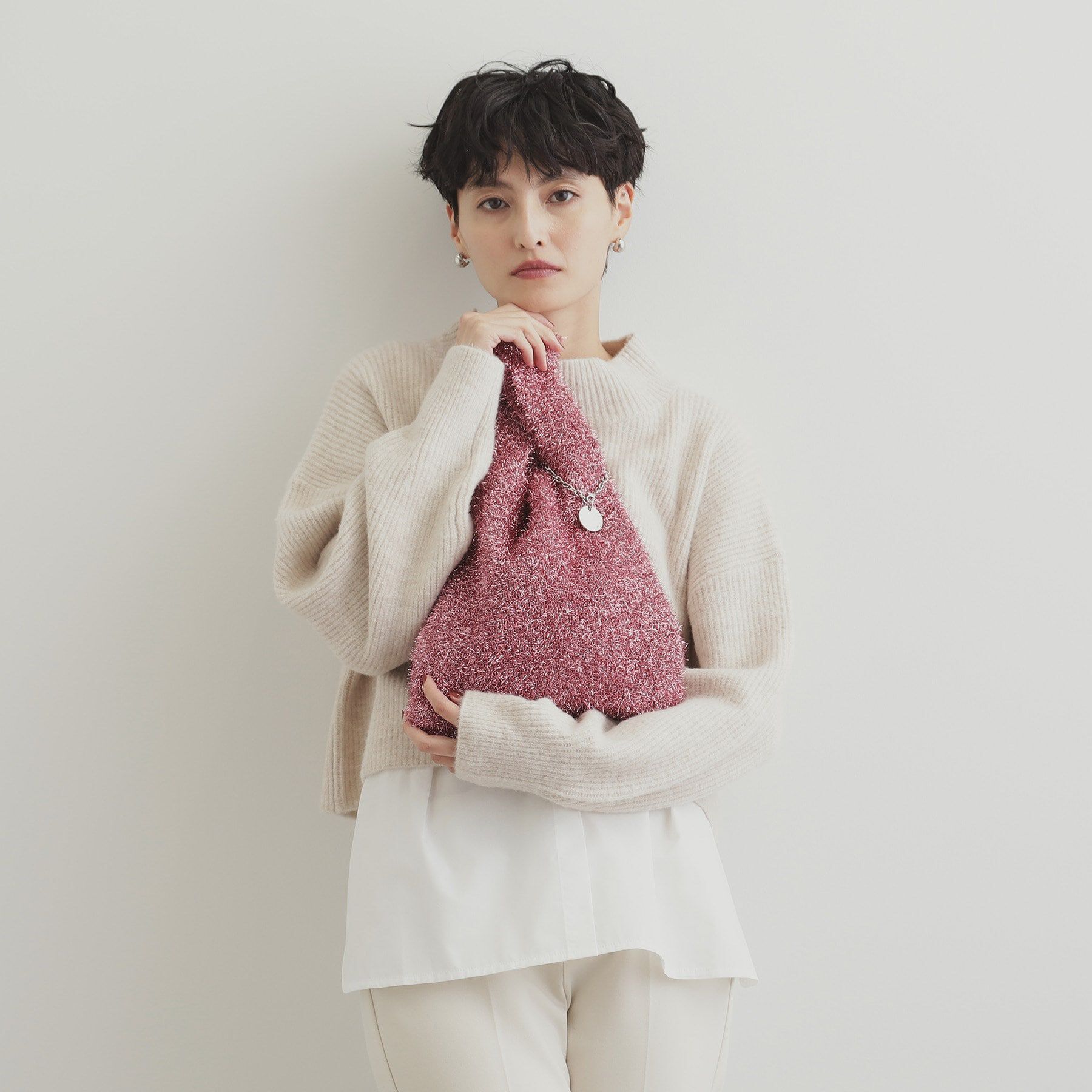 OPAQUE.CLIP「ラメニットバッグ」|ハンドバッグ|