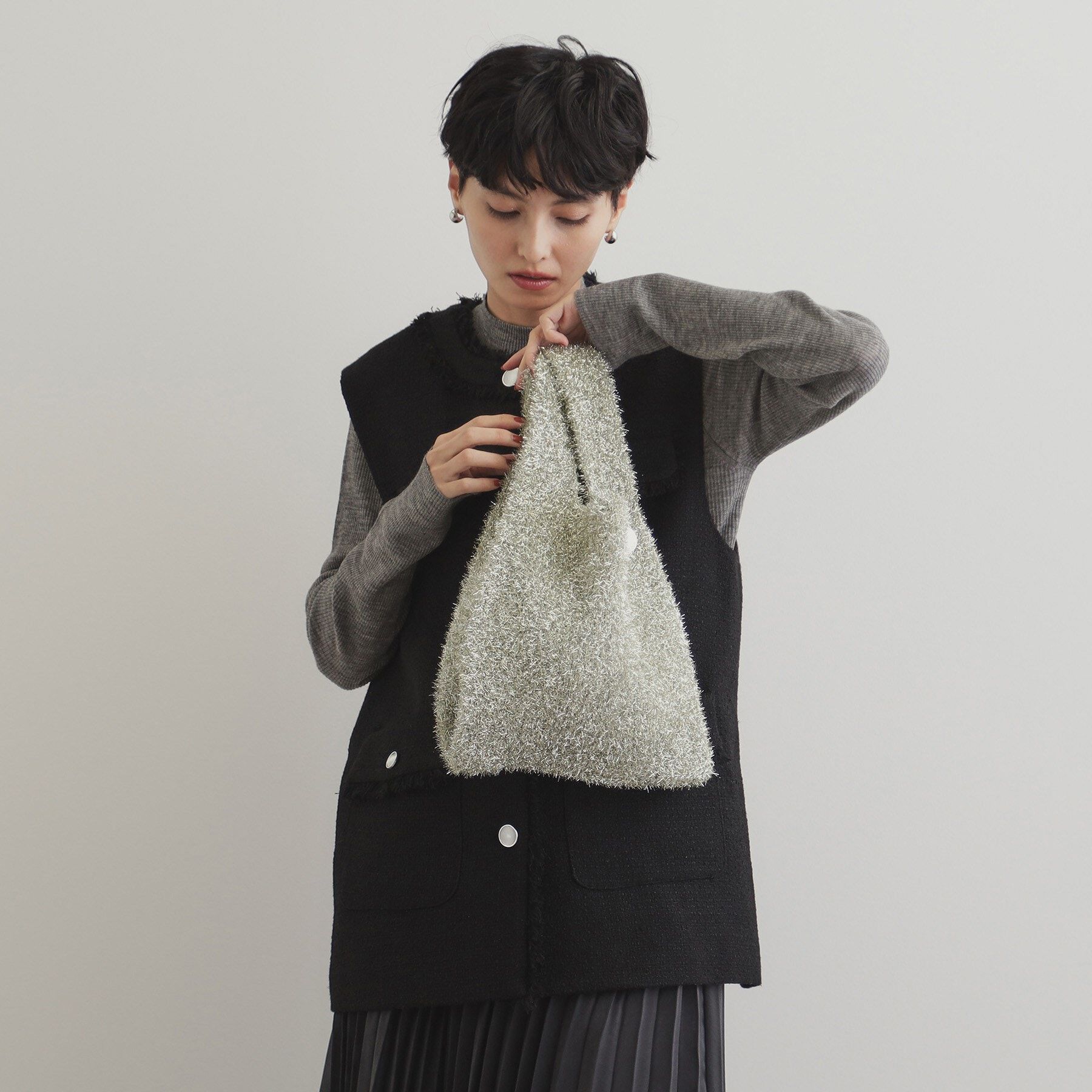 OPAQUE.CLIP「ラメニットバッグ」|ハンドバッグ|