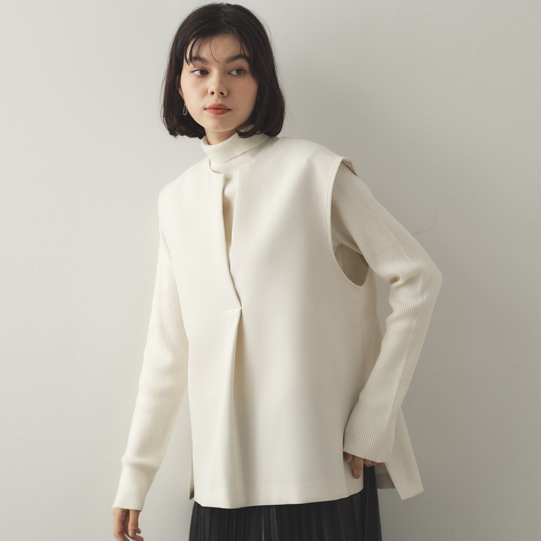 OPAQUE.CLIP「《ツインセット》スキッパーベスト&times;リブタートルニット【洗濯機洗い可】」|その他|