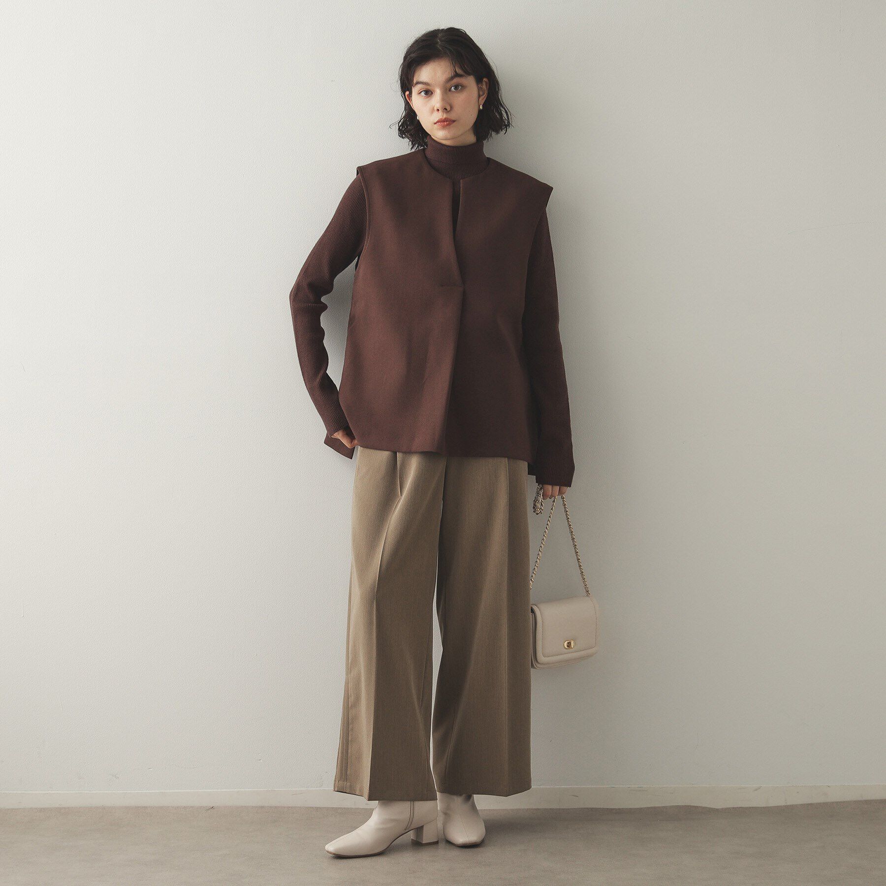 OPAQUE.CLIP「《ツインセット》スキッパーベスト&times;リブタートルニット【洗濯機洗い可】」|その他|