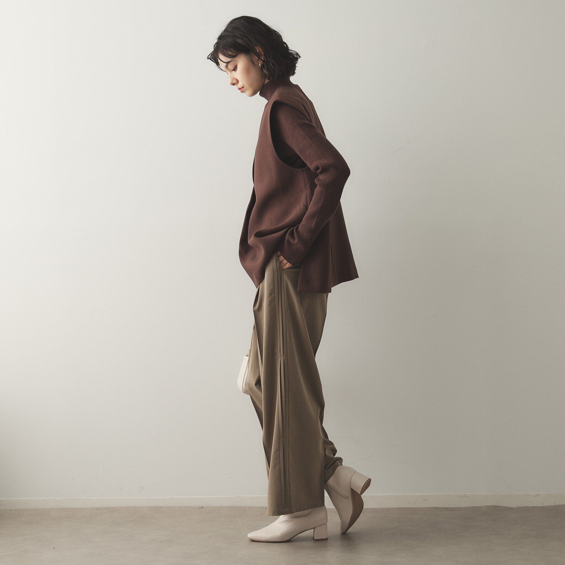 OPAQUE.CLIP「《ツインセット》スキッパーベスト&times;リブタートルニット【洗濯機洗い可】」|その他|