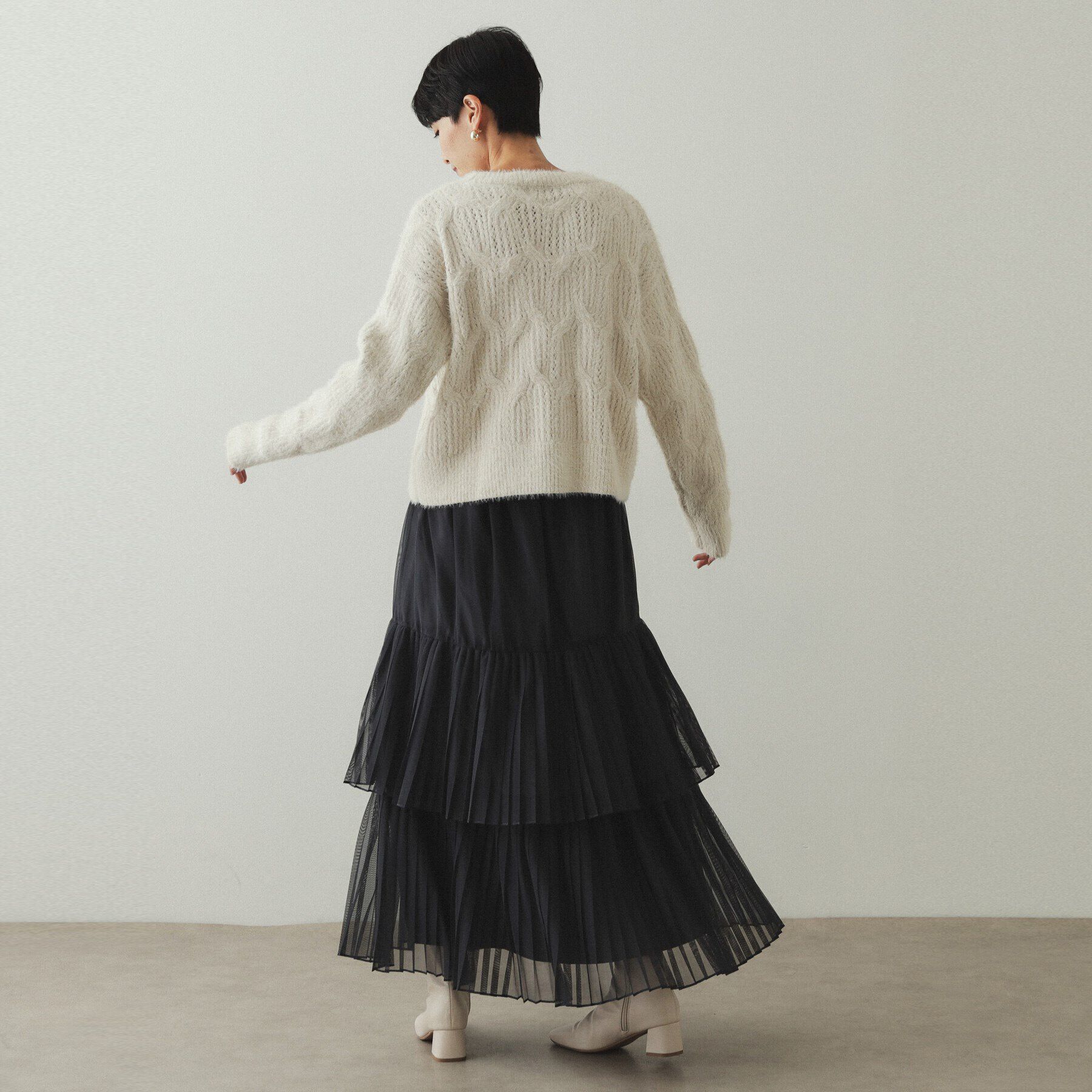 OPAQUE.CLIP「モールフェザーラメケーブルニット【洗濯機洗い可】」|ニット・セーター|