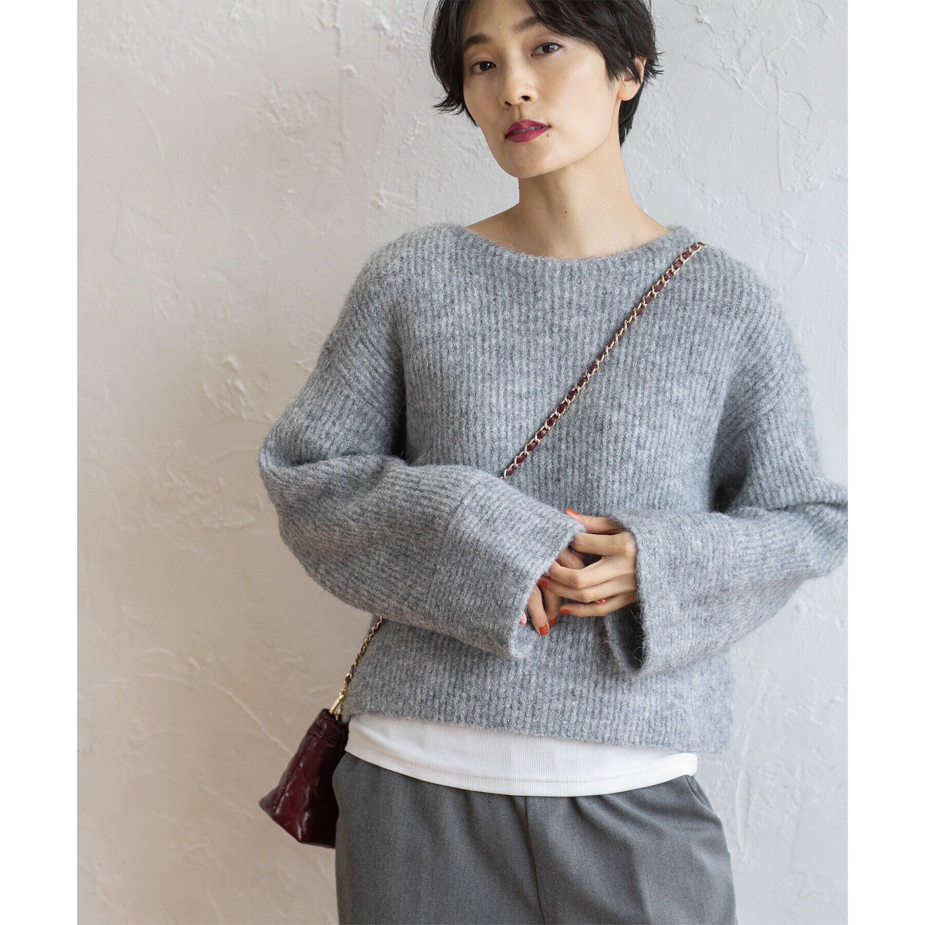 OPAQUE.CLIP「ラメショートミドルゲージニット【洗濯機洗い可】」|ニット・セーター|