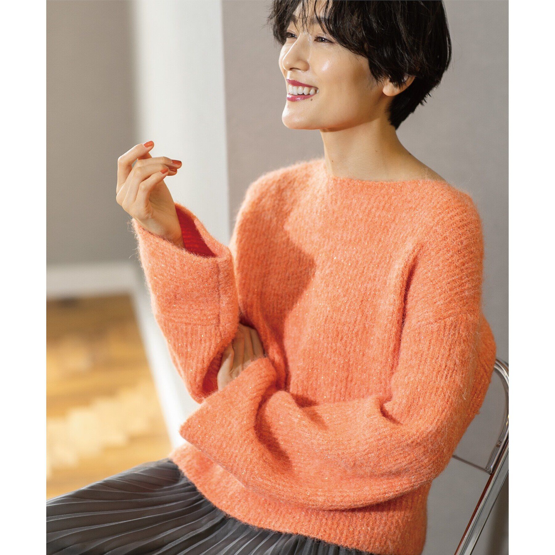 OPAQUE.CLIP「ラメショートミドルゲージニット【洗濯機洗い可】」|ニット・セーター|