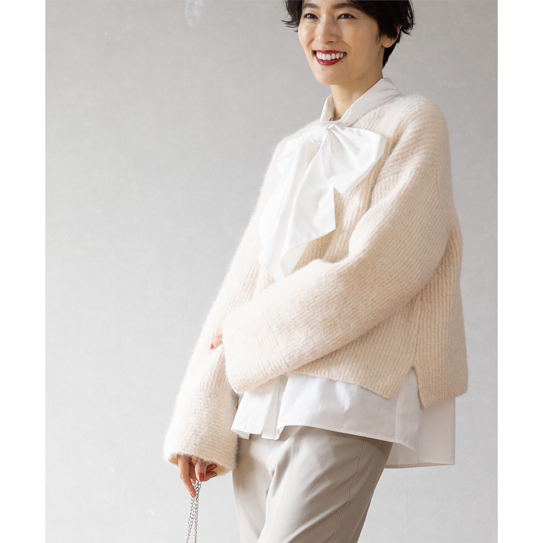 OPAQUE.CLIP「ラメショートミドルゲージニット【洗濯機洗い可】」|ニット・セーター|