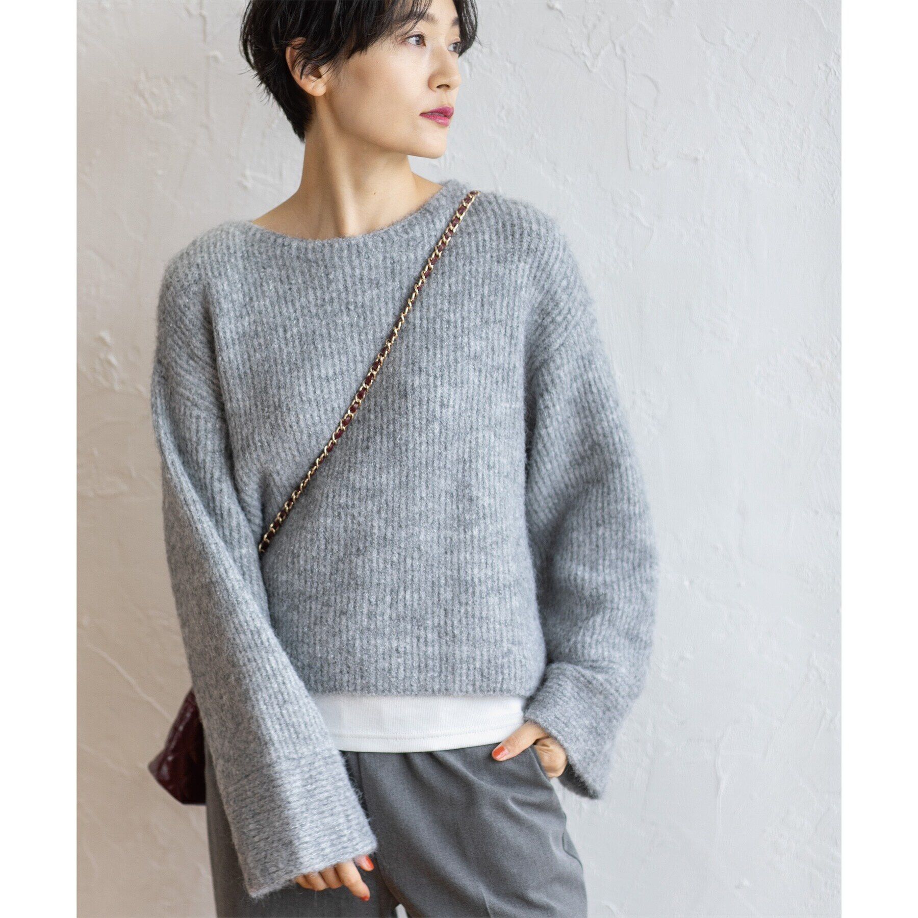 OPAQUE.CLIP「ラメショートミドルゲージニット【洗濯機洗い可】」|ニット・セーター|