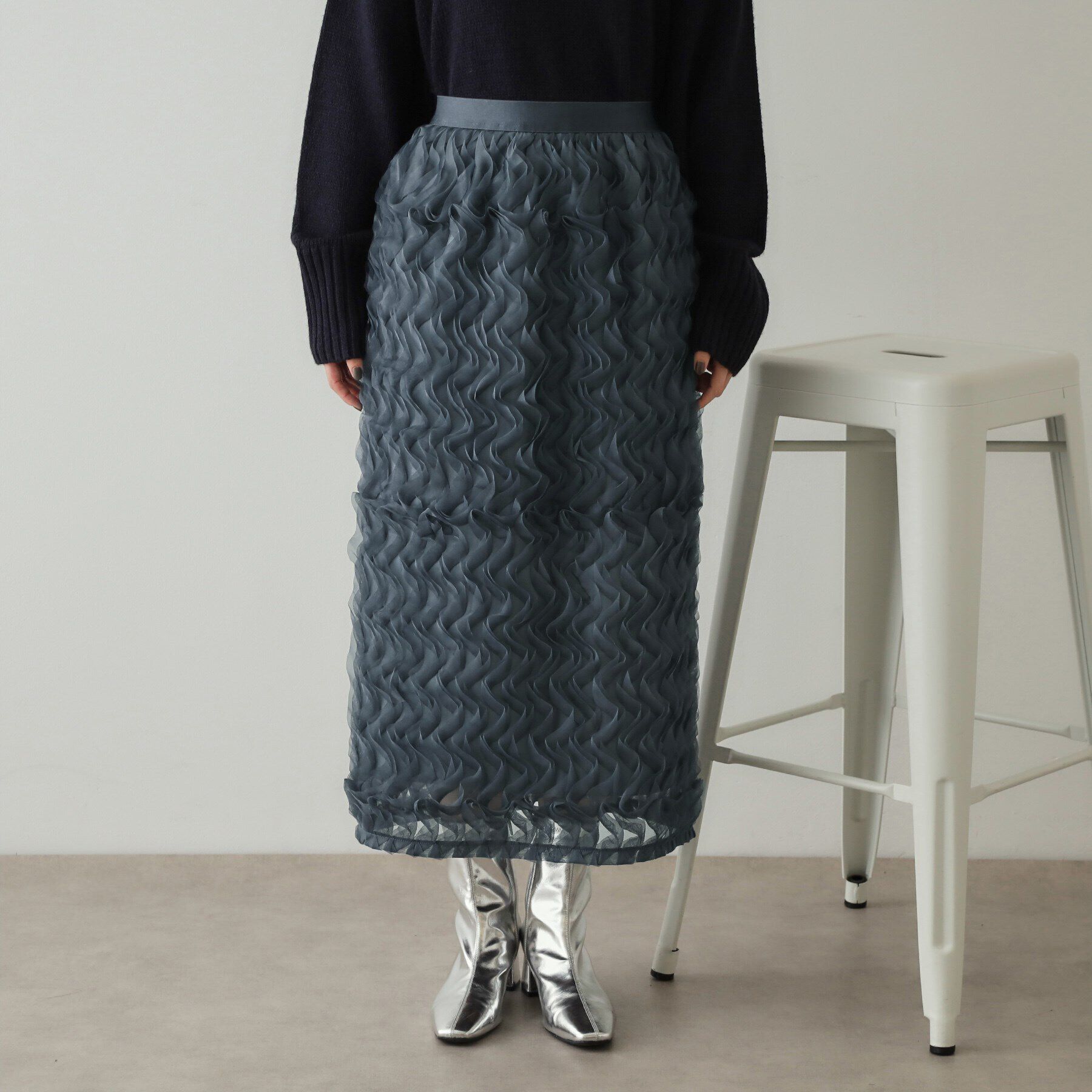 OPAQUE.CLIP「チュールフリルナロースカート【洗える】」|スカート|