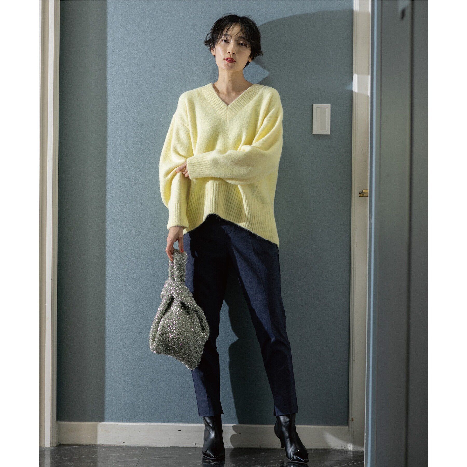 OPAQUE.CLIP「《7color》ふわふわVネックニット【洗濯機洗い可】」|ニット・セーター|