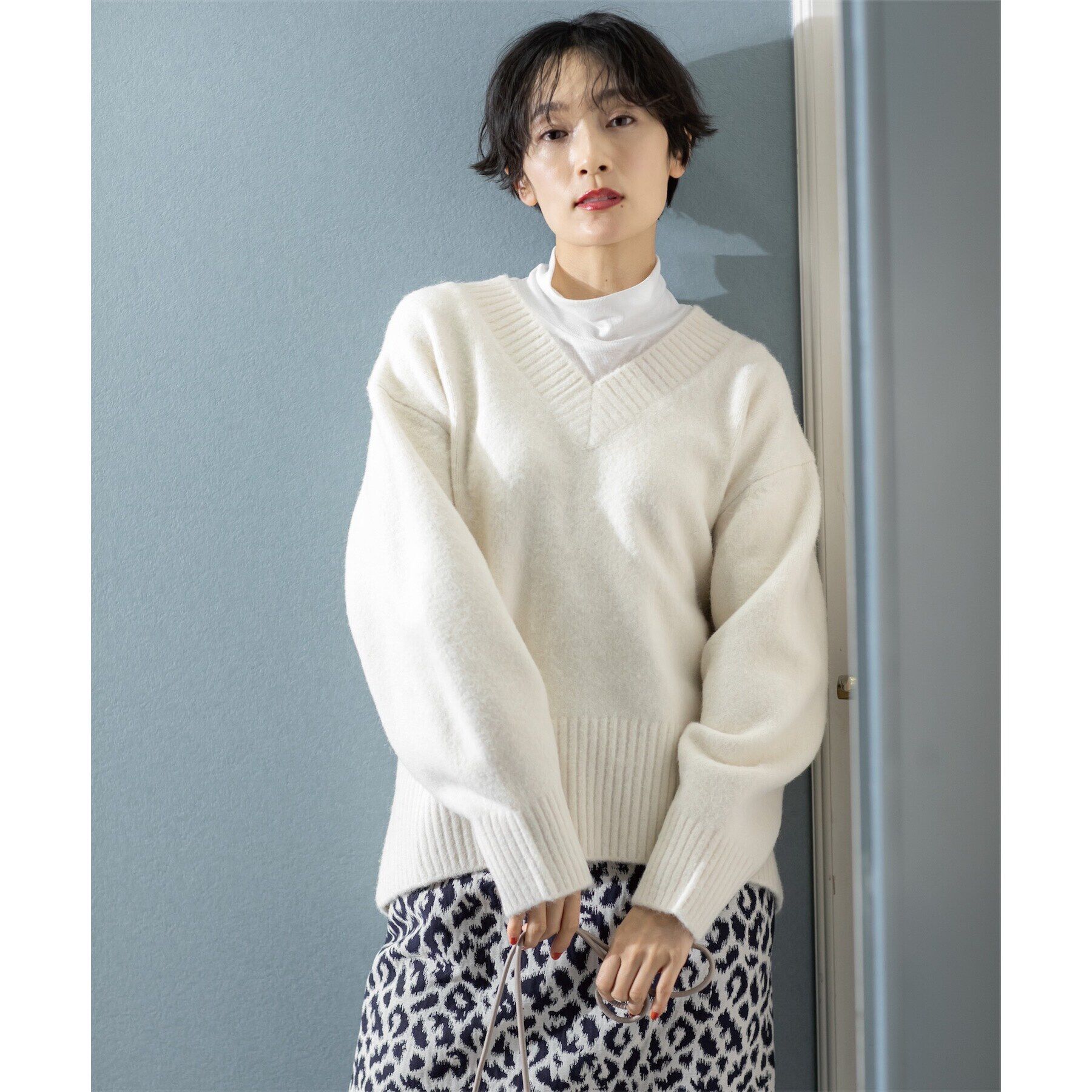 OPAQUE.CLIP「《7color》ふわふわVネックニット【洗濯機洗い可】」|ニット・セーター|