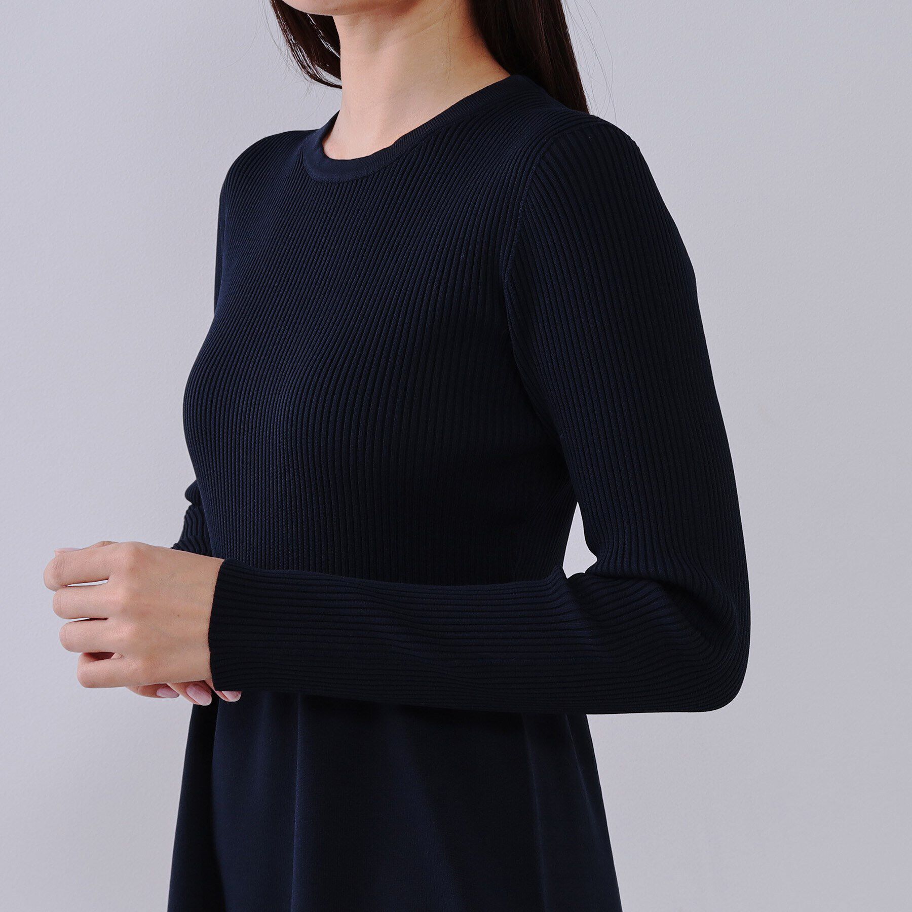 OPAQUE.CLIP「配色ラインフィット＆フレアニットワンピース【洗濯機洗い可/抗ピル】」|ワンピース|