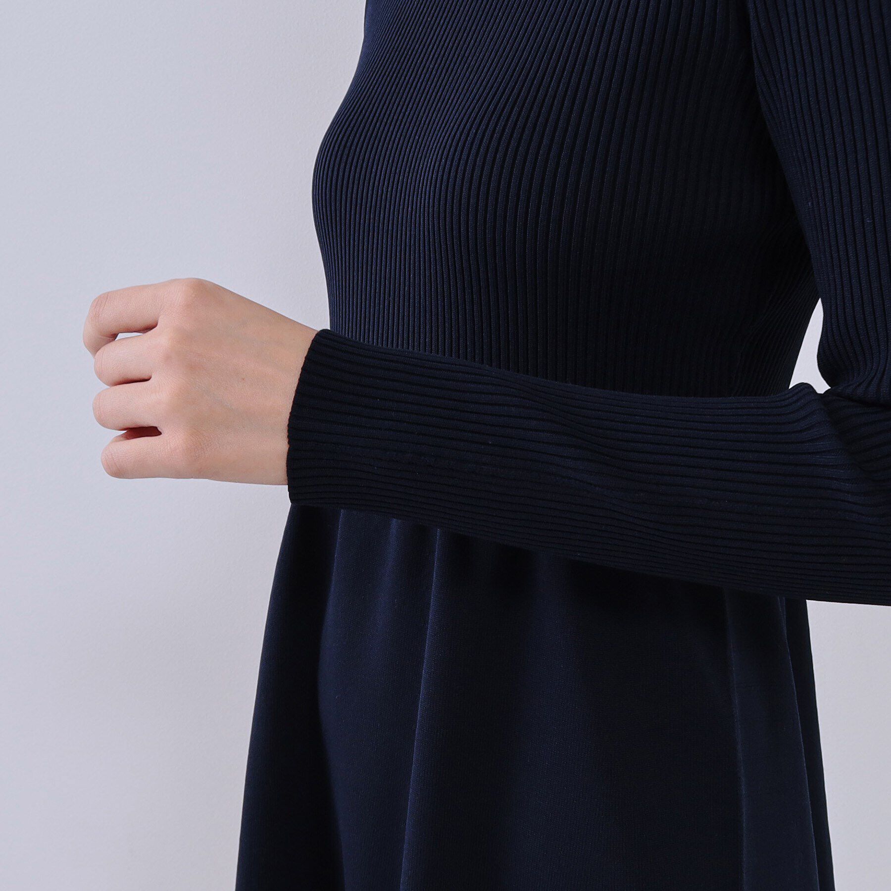 OPAQUE.CLIP「配色ラインフィット＆フレアニットワンピース【洗濯機洗い可/抗ピル】」|ワンピース|