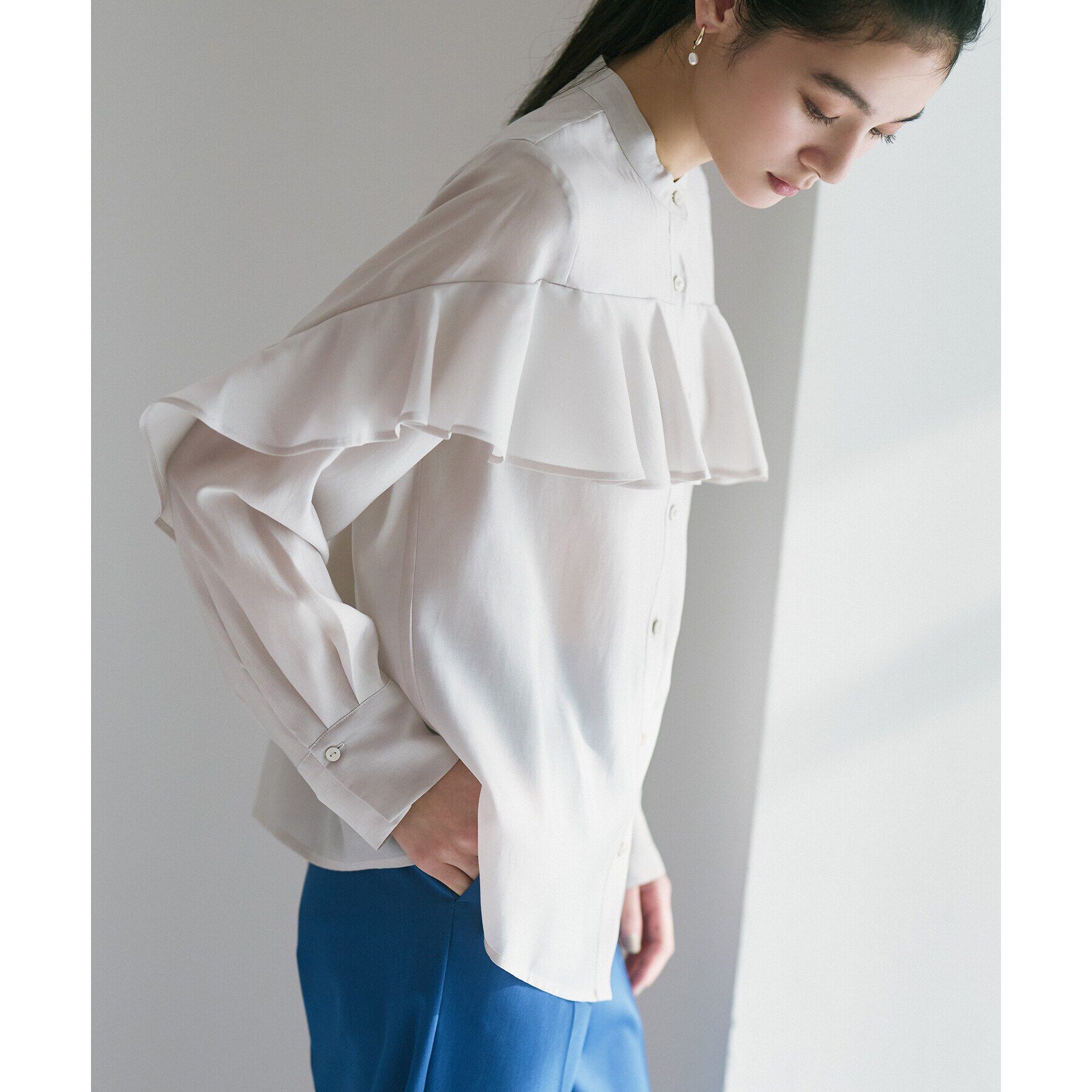 OPAQUE.CLIP「シアーフリルブラウス【洗濯機洗い可】」|シャツ・ブラウス|